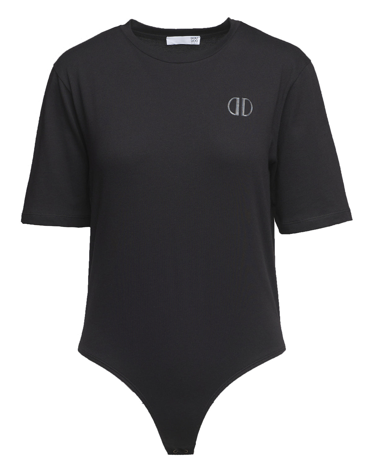 DOUUOD Body Manica Corta in Cotone Logo DD Nero