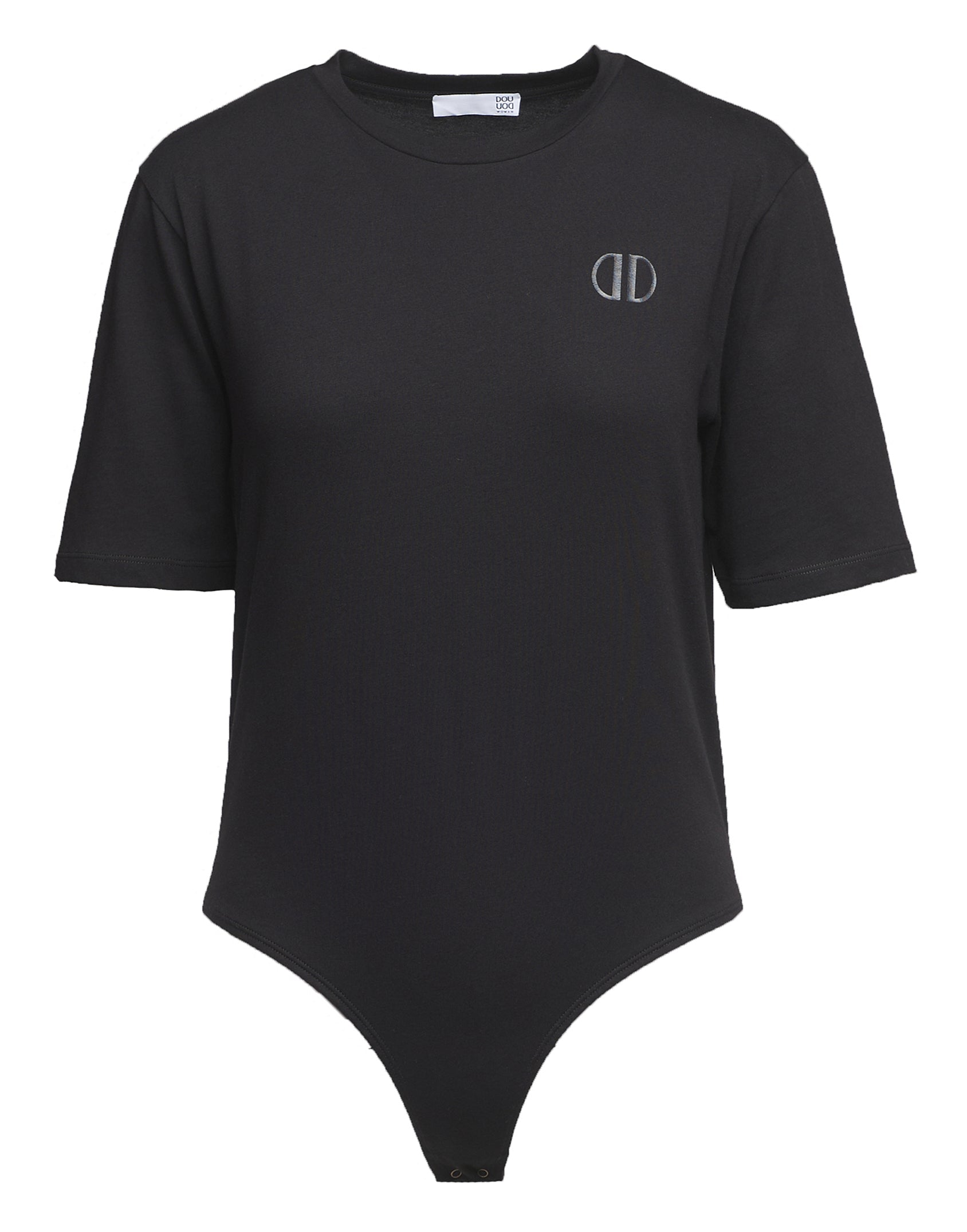 DOUUOD Body Manica Corta in Cotone Logo DD Nero