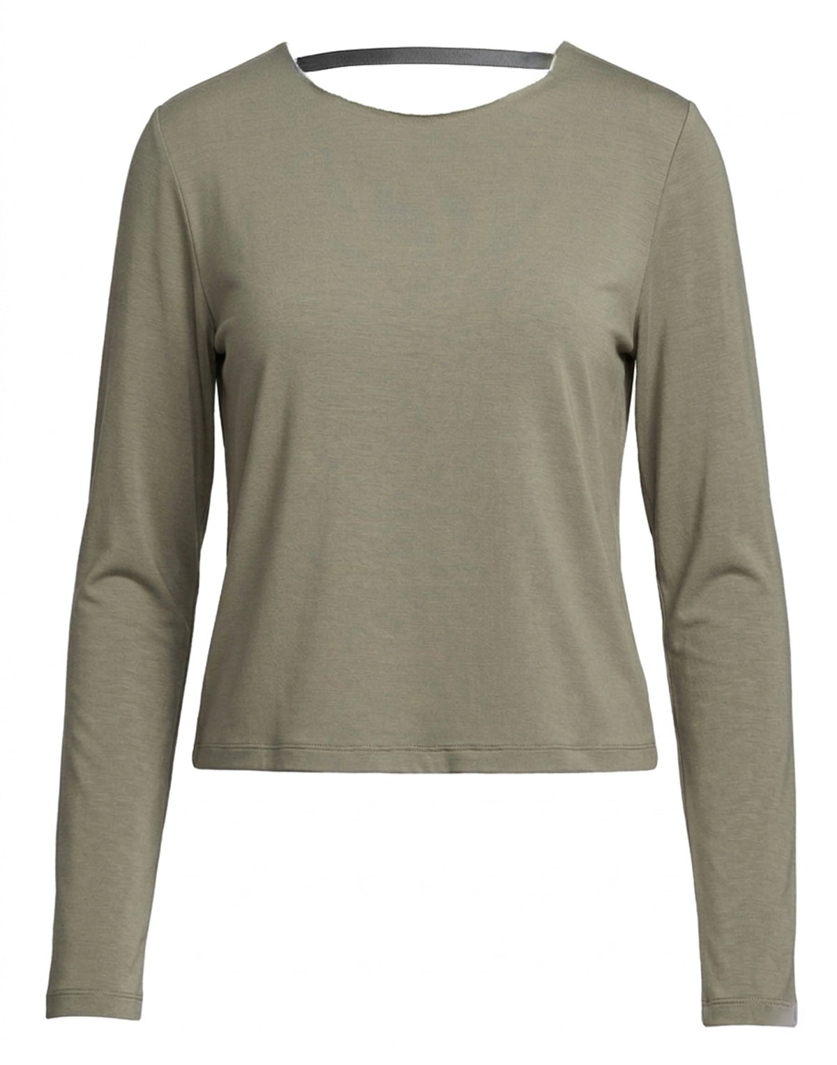 DOUUOD T-shirt Manica Lunga con Scollo Schiena in Bamboo Militare