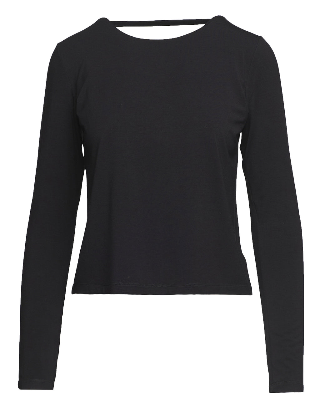 DOUUOD T-shirt Manica Lunga con Scollo Schiena in Bamboo Nera