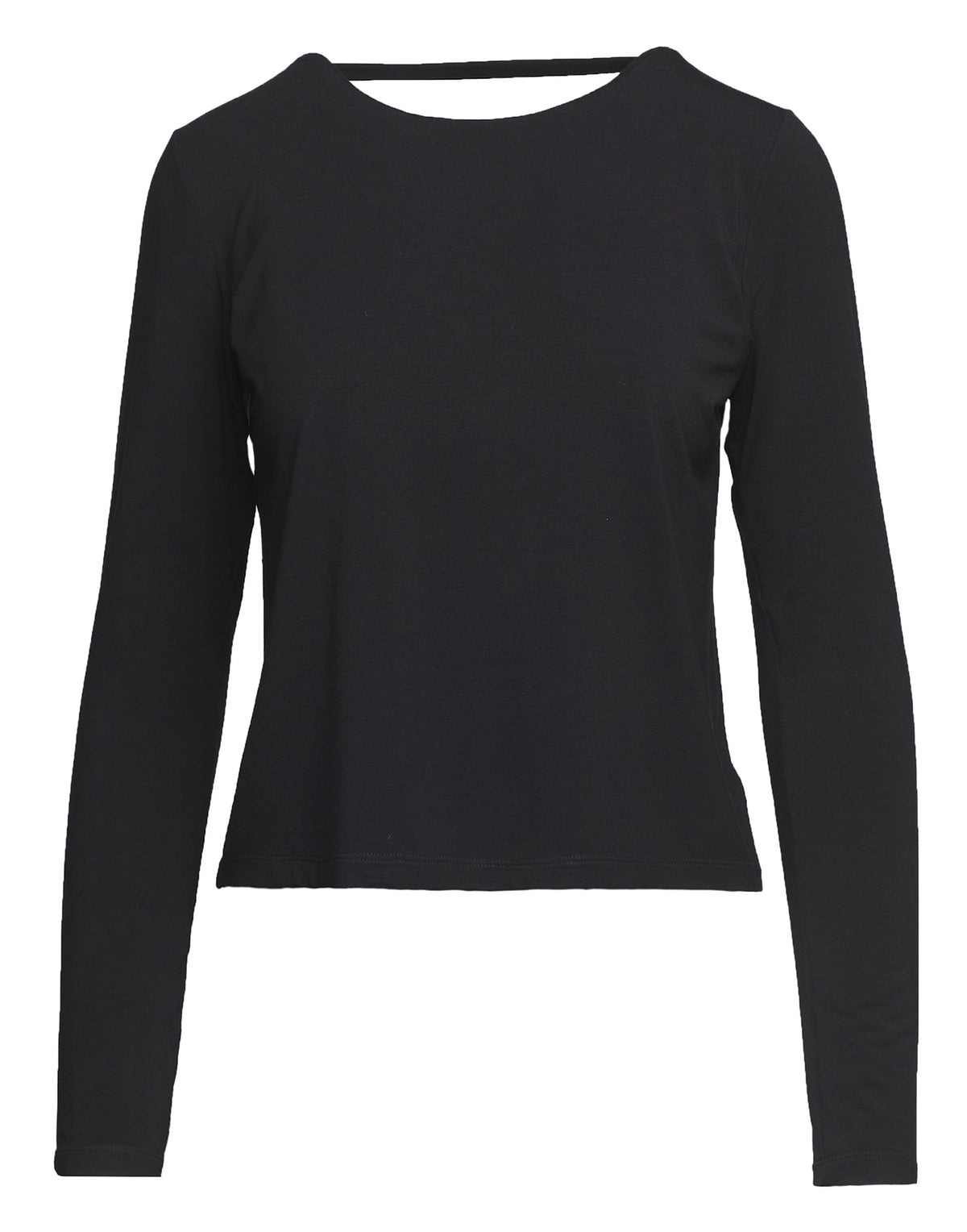 DOUUOD T-shirt Manica Lunga con Scollo Schiena in Bamboo Nera