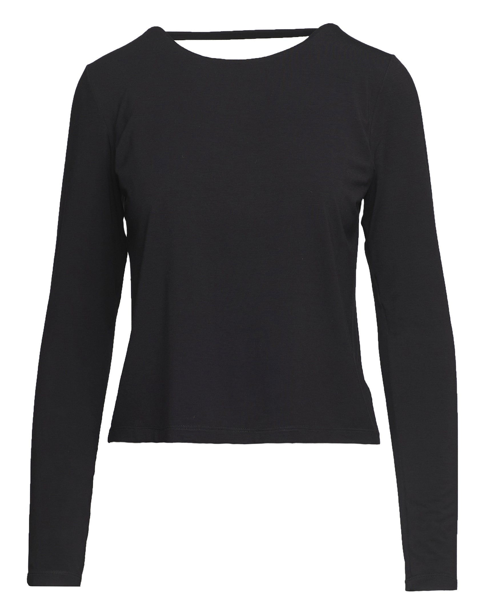 DOUUOD T-shirt Manica Lunga con Scollo Schiena in Bamboo Nera