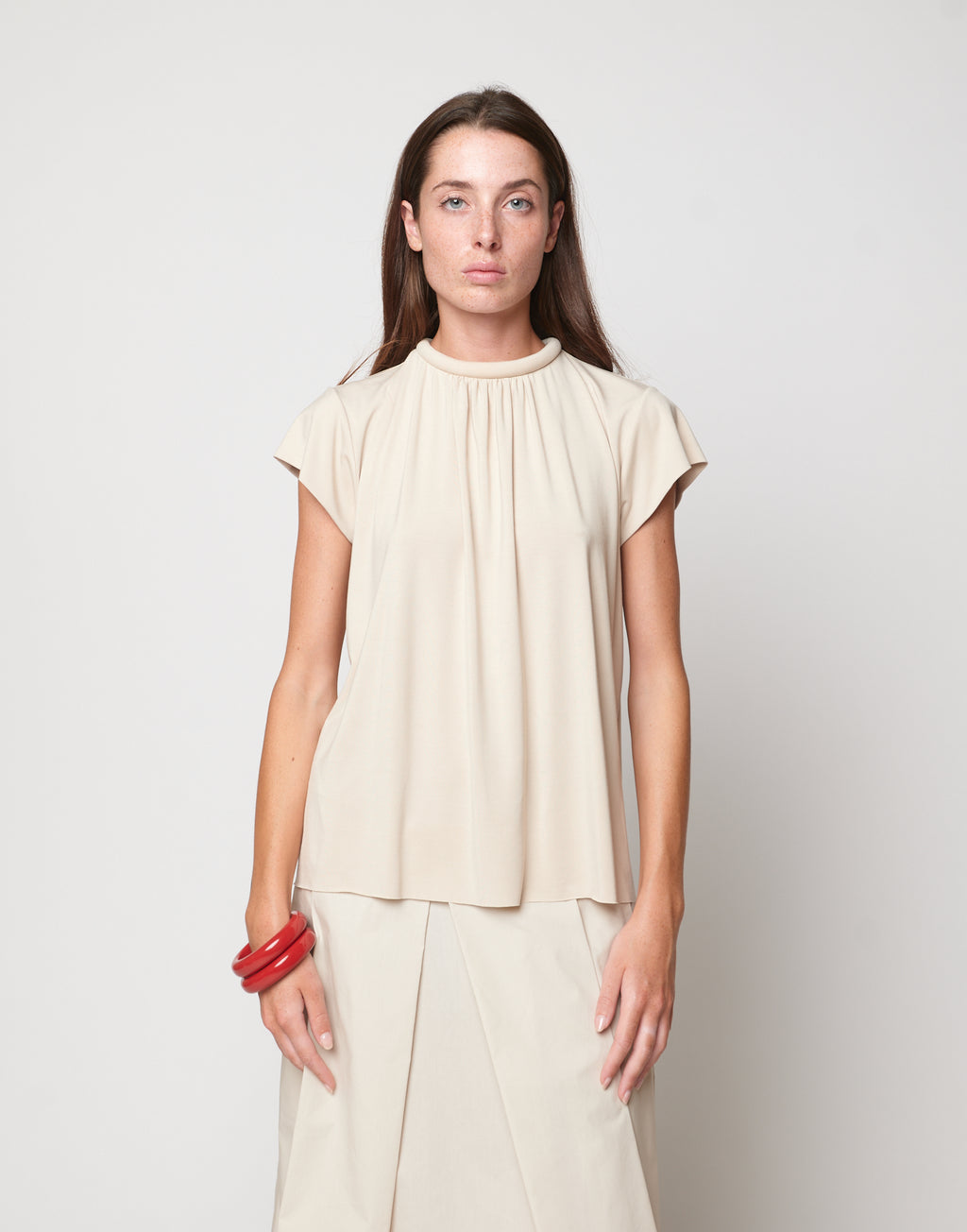 DOUUOD Top Collo Imbottito in Bamboo Talco