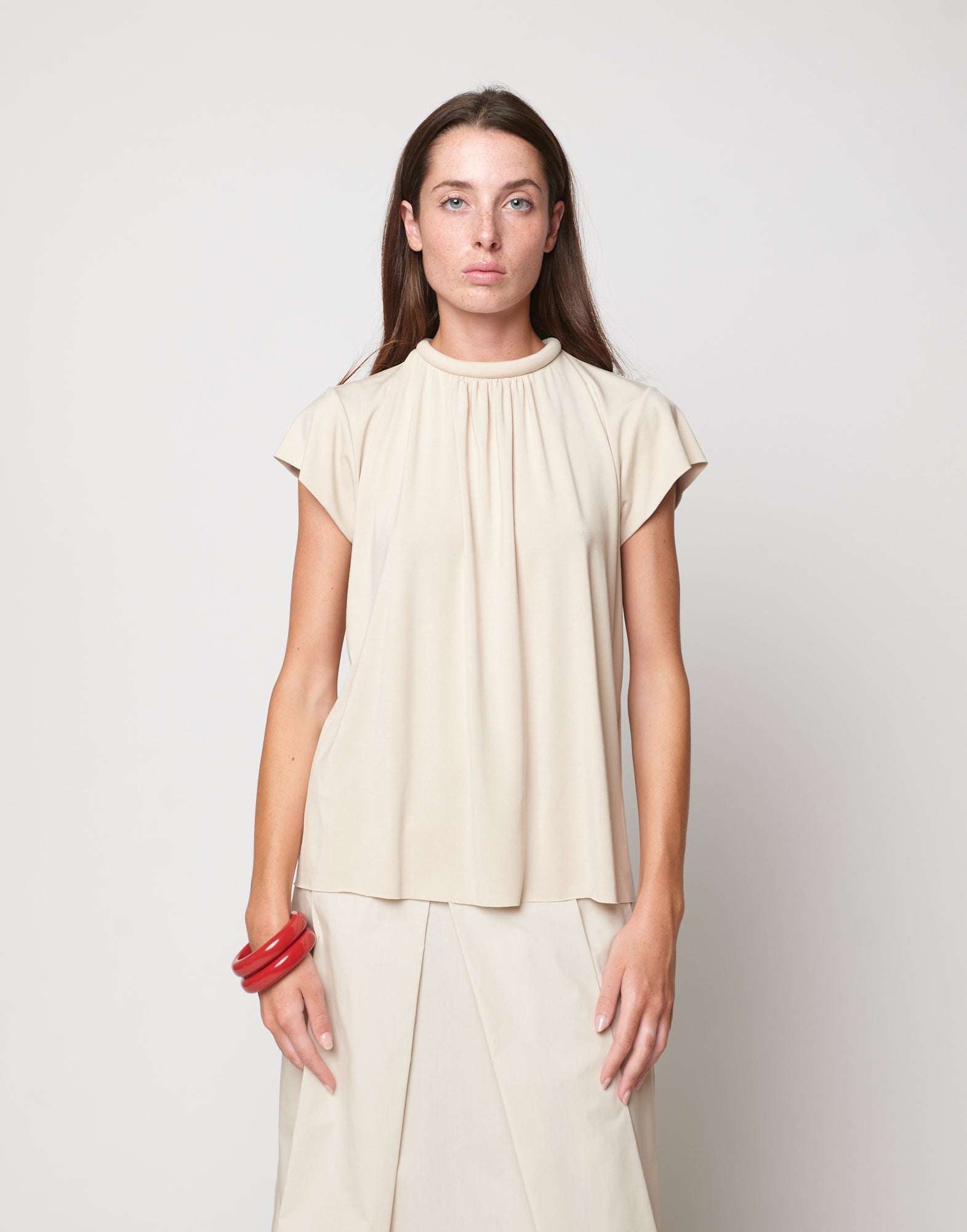 DOUUOD Top Collo Imbottito in Bamboo Talco