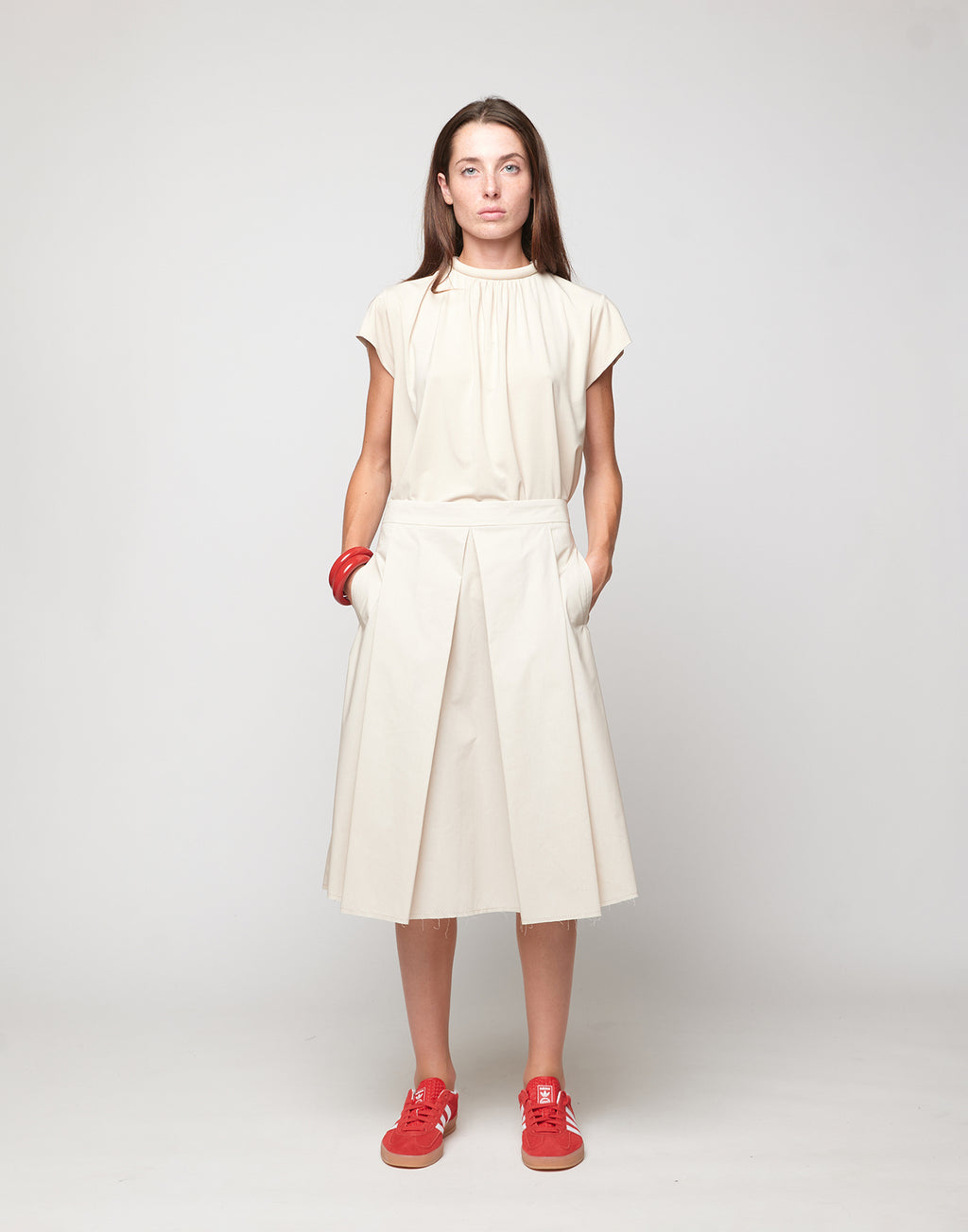 DOUUOD Top Collo Imbottito in Bamboo Talco