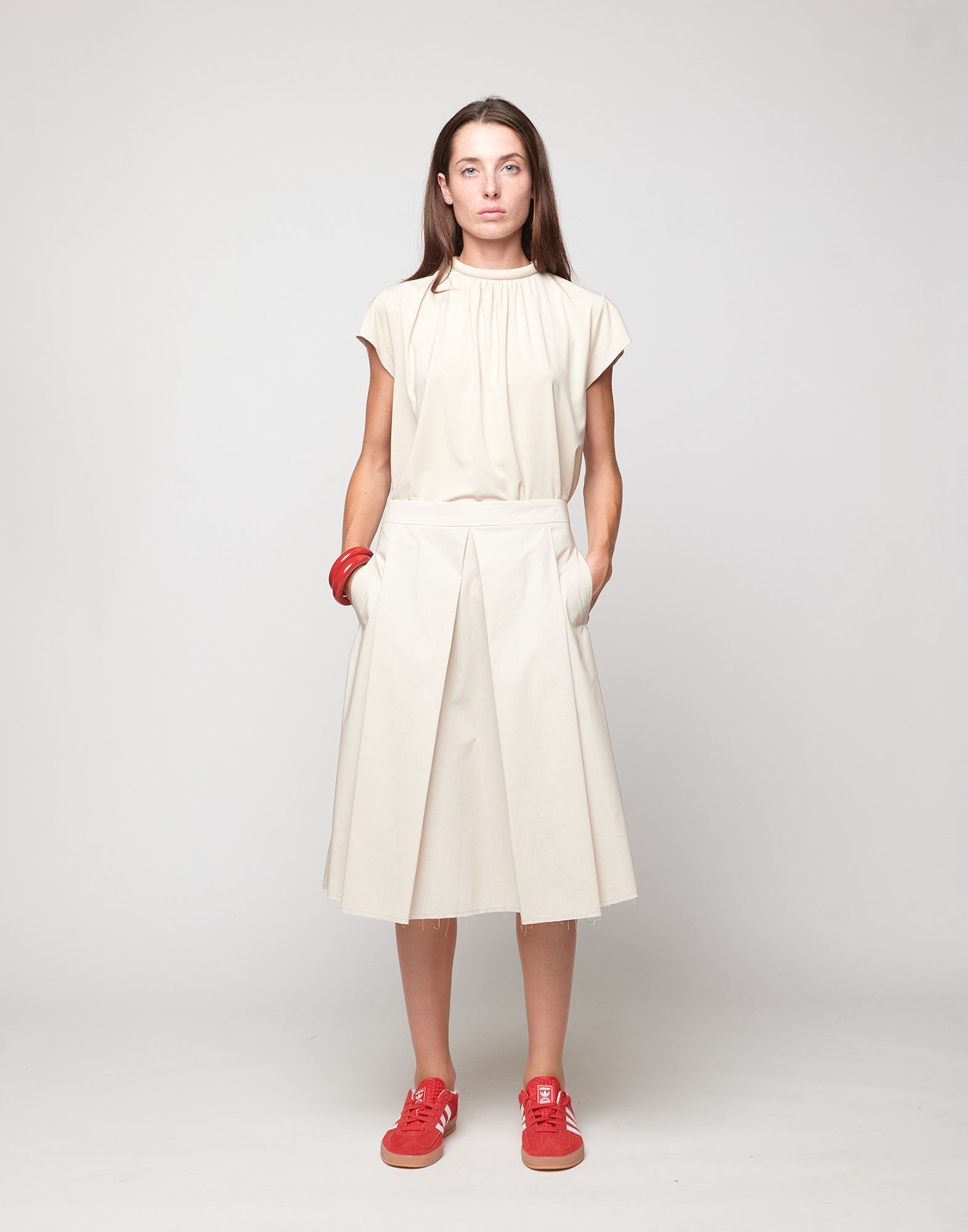 DOUUOD Top Collo Imbottito in Bamboo Talco