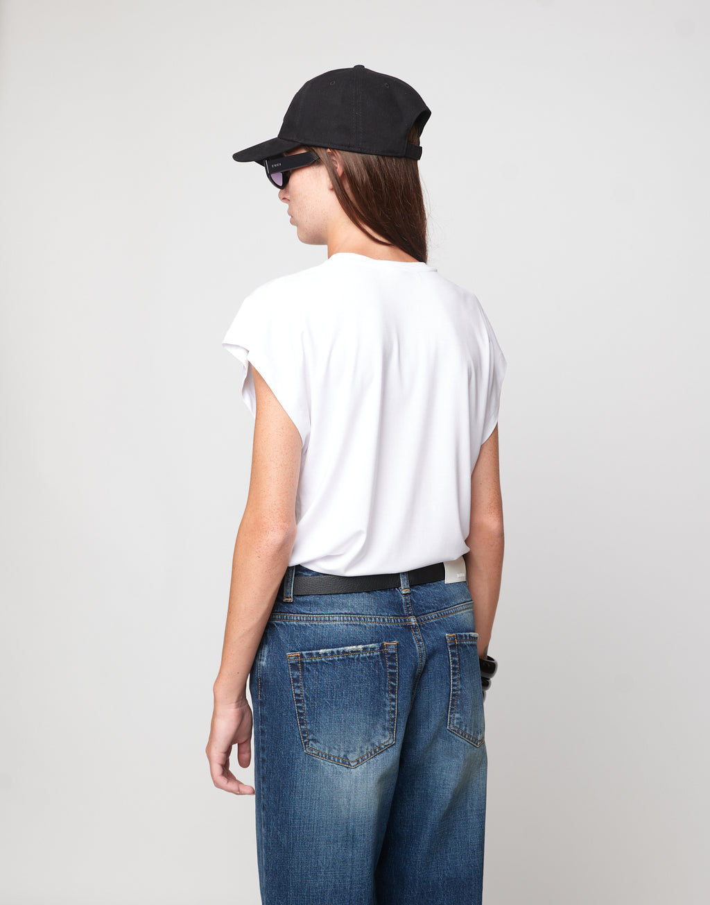 DOUUOD Top a Spalla Larga in Bamboo Off White