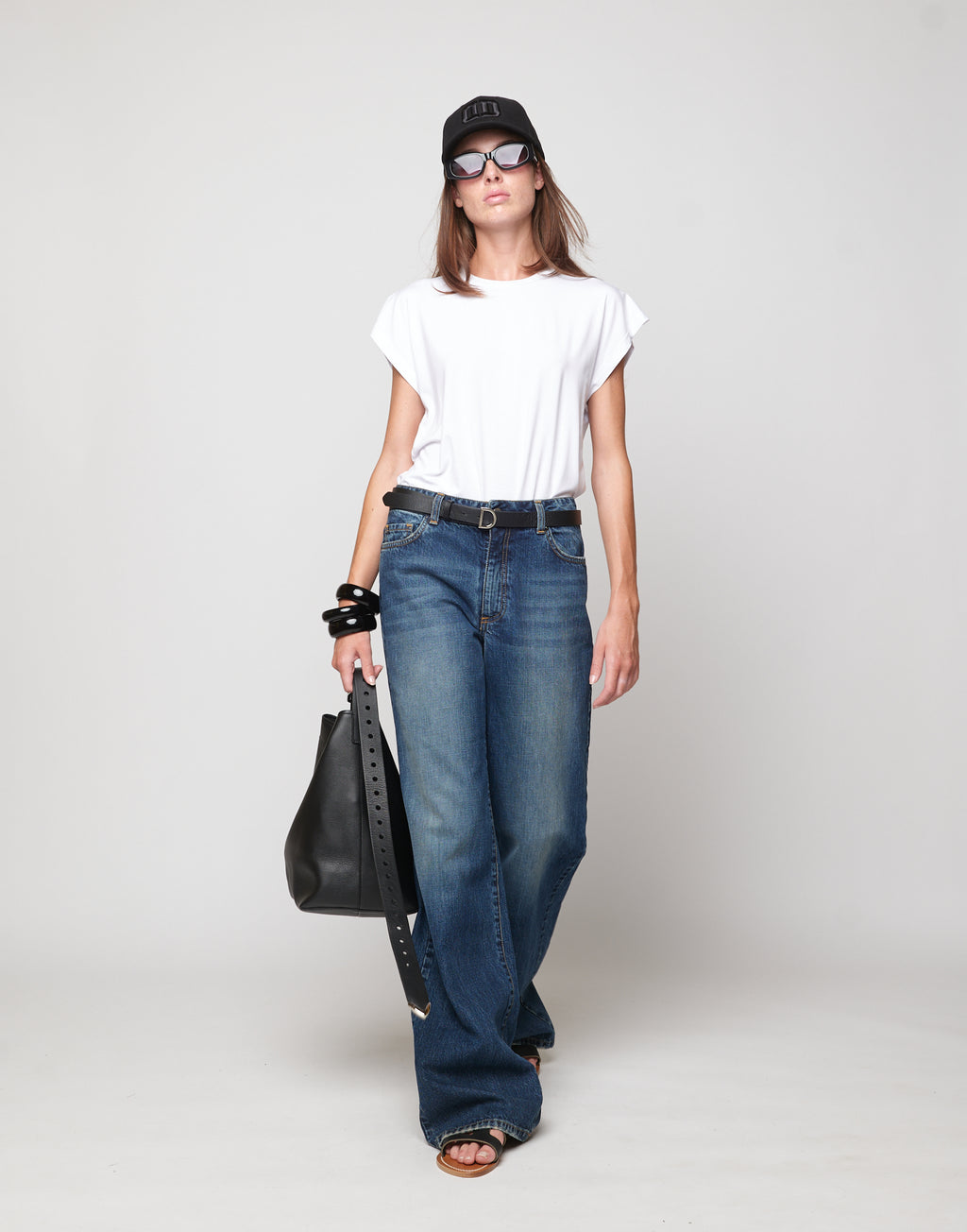 DOUUOD Top a Spalla Larga in Bamboo Off White