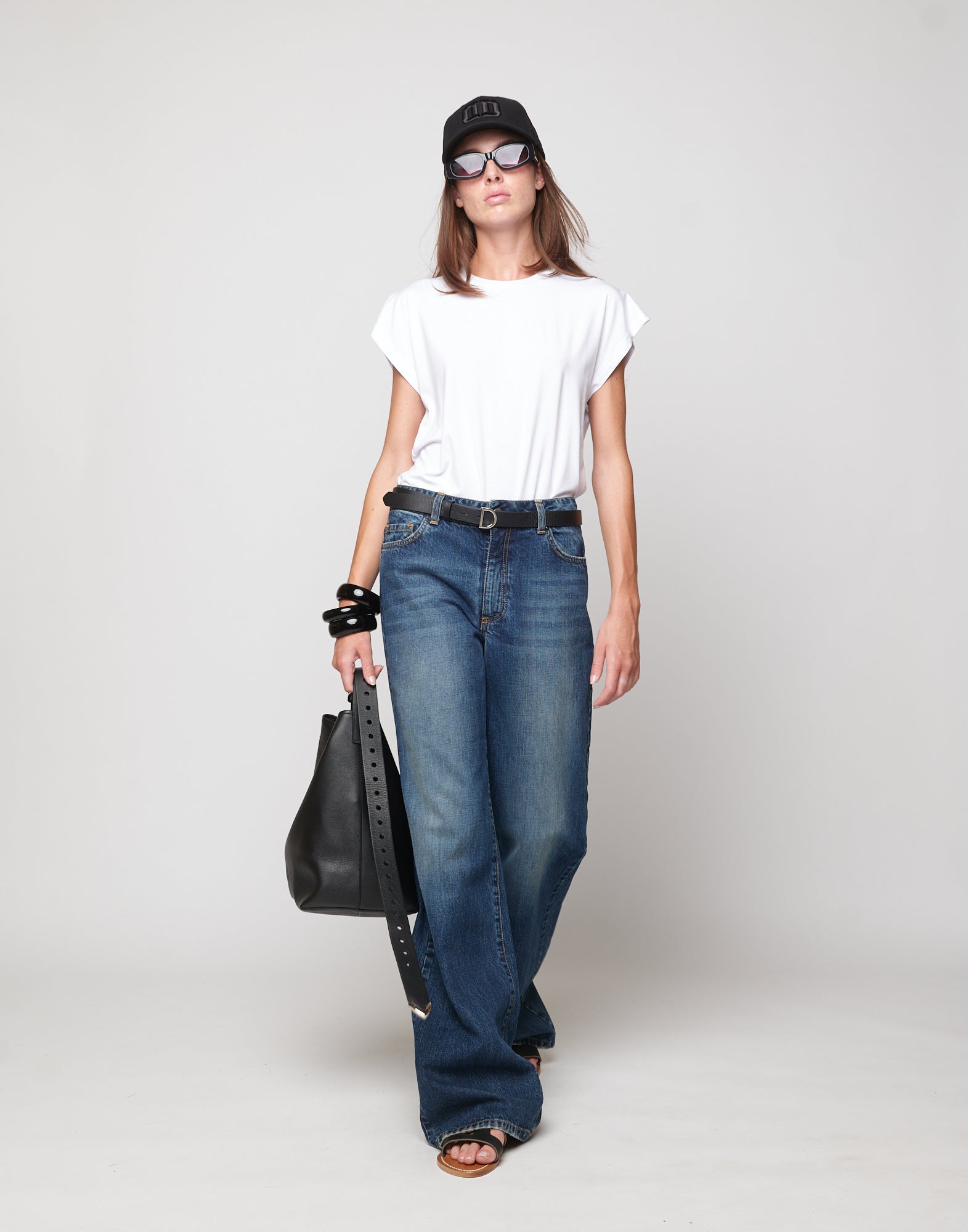 DOUUOD Top a Spalla Larga in Bamboo Off White