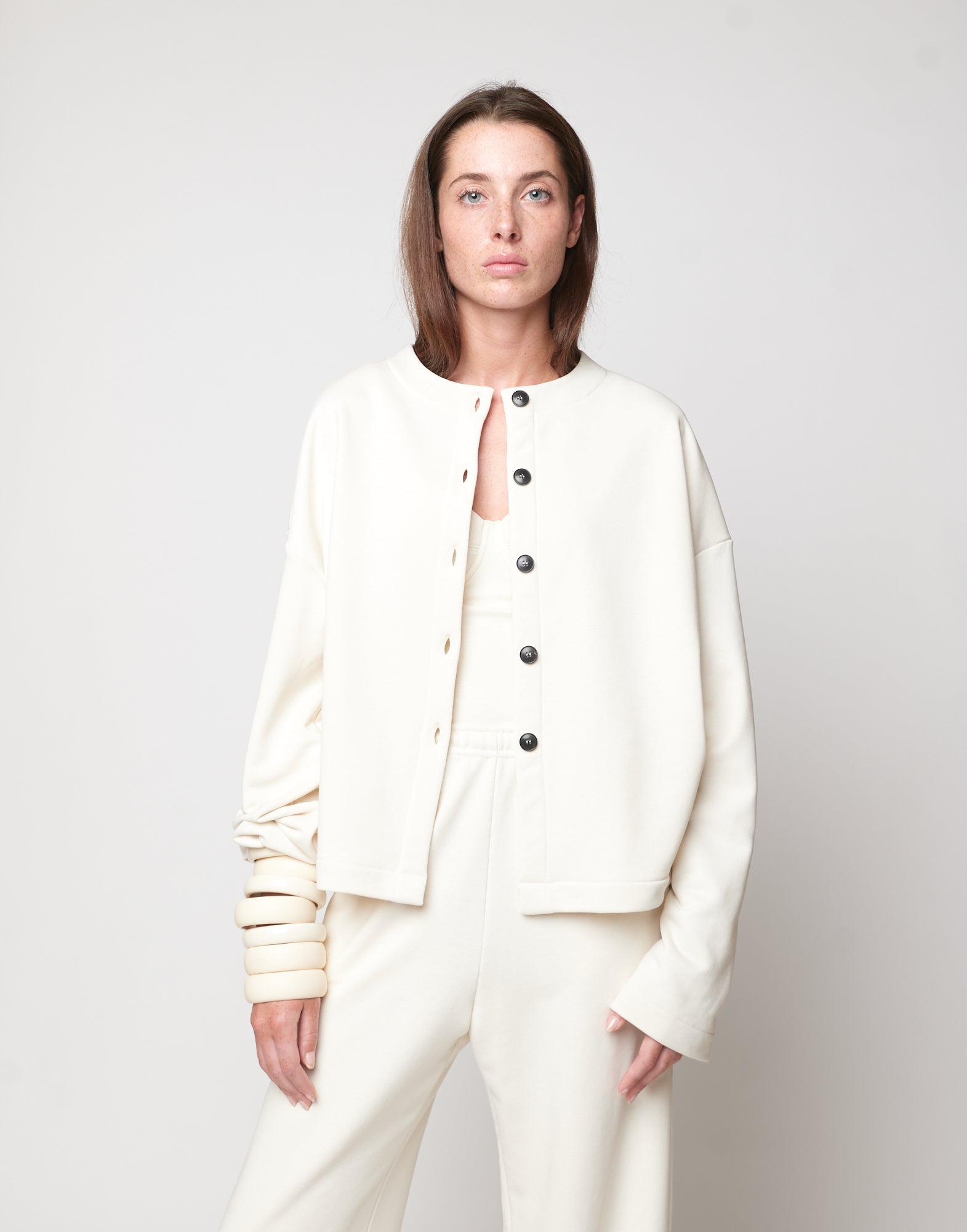 DOUUOD Cardigan in Felpa Light Logo DD Burro