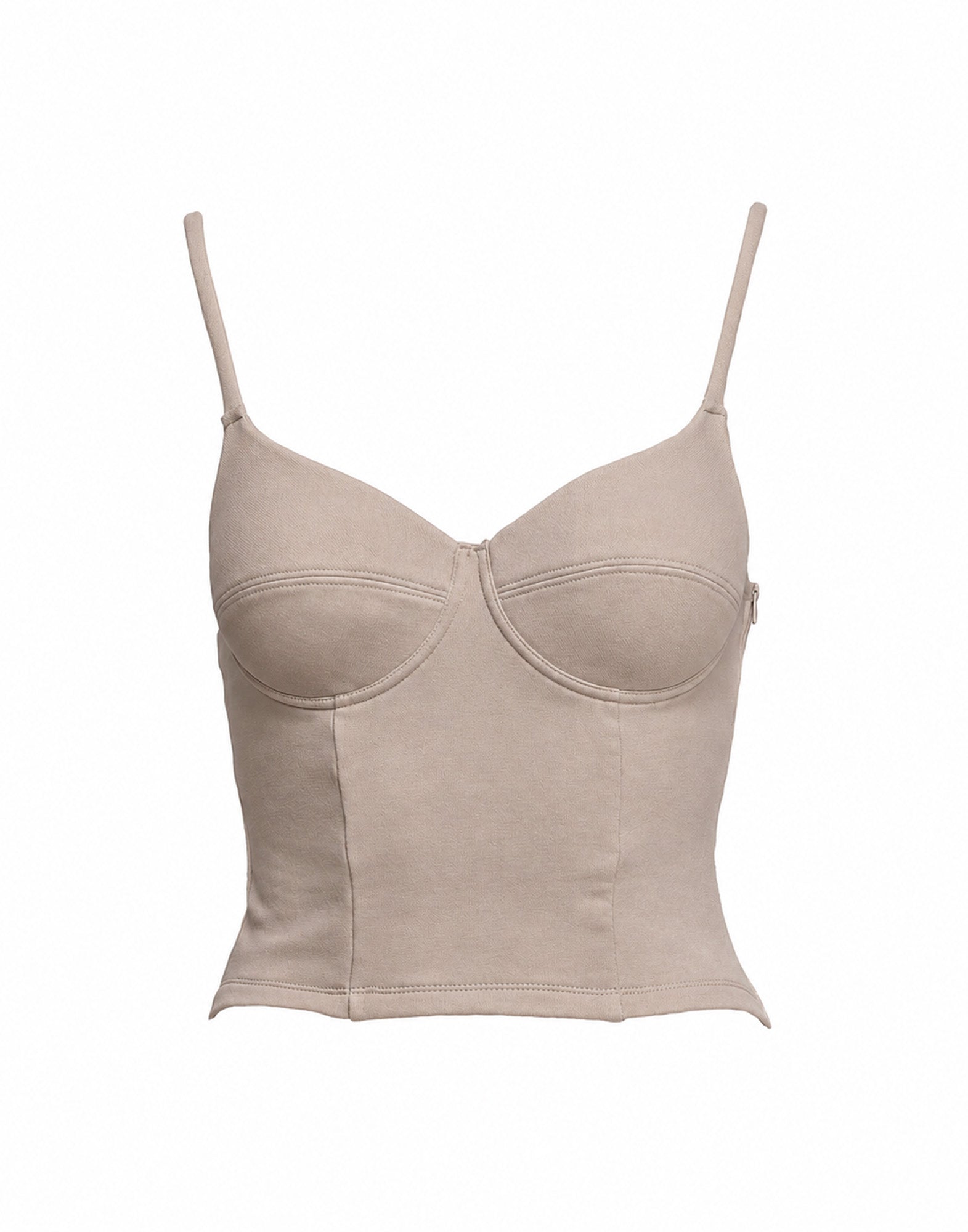 DOUUOD Top Scollo a Cuore in Felpa Light Argilla
