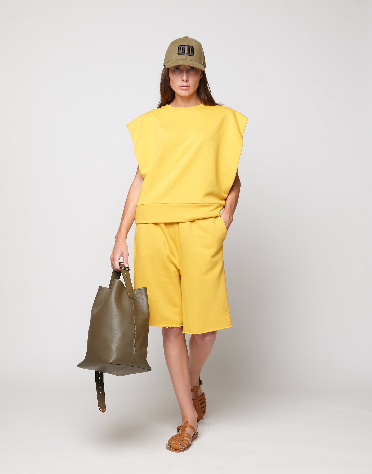 DOUUOD Top Gilet Girocollo in Felpa Light con Spalle Strutturate Sole