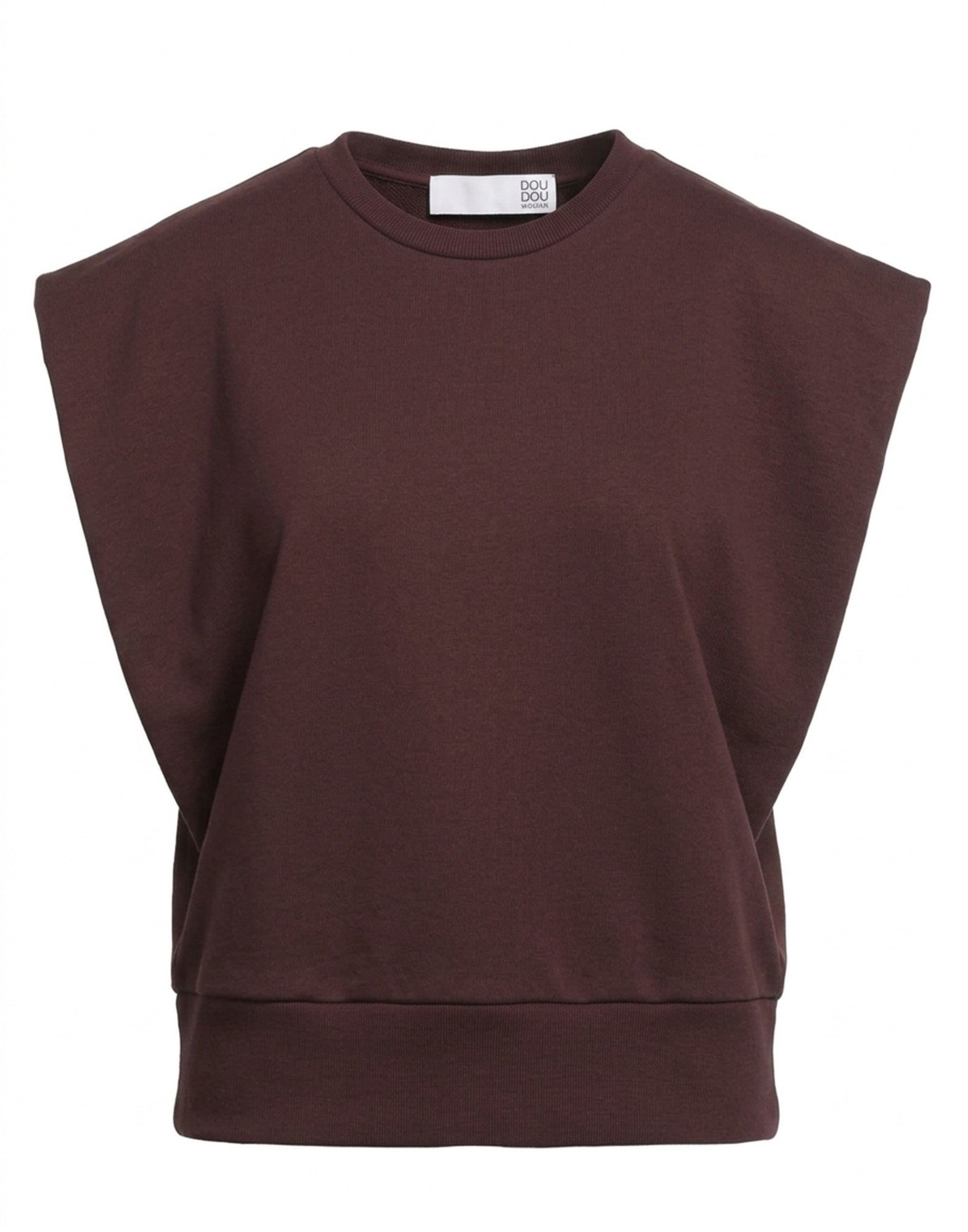 DOUUOD Top Gilet Girocollo in Felpa Light con Spalle Strutturate Moro