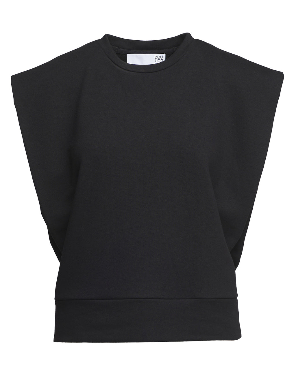 DOUUOD Top Gilet Girocollo in Felpa Light con Spalle Strutturate Nero