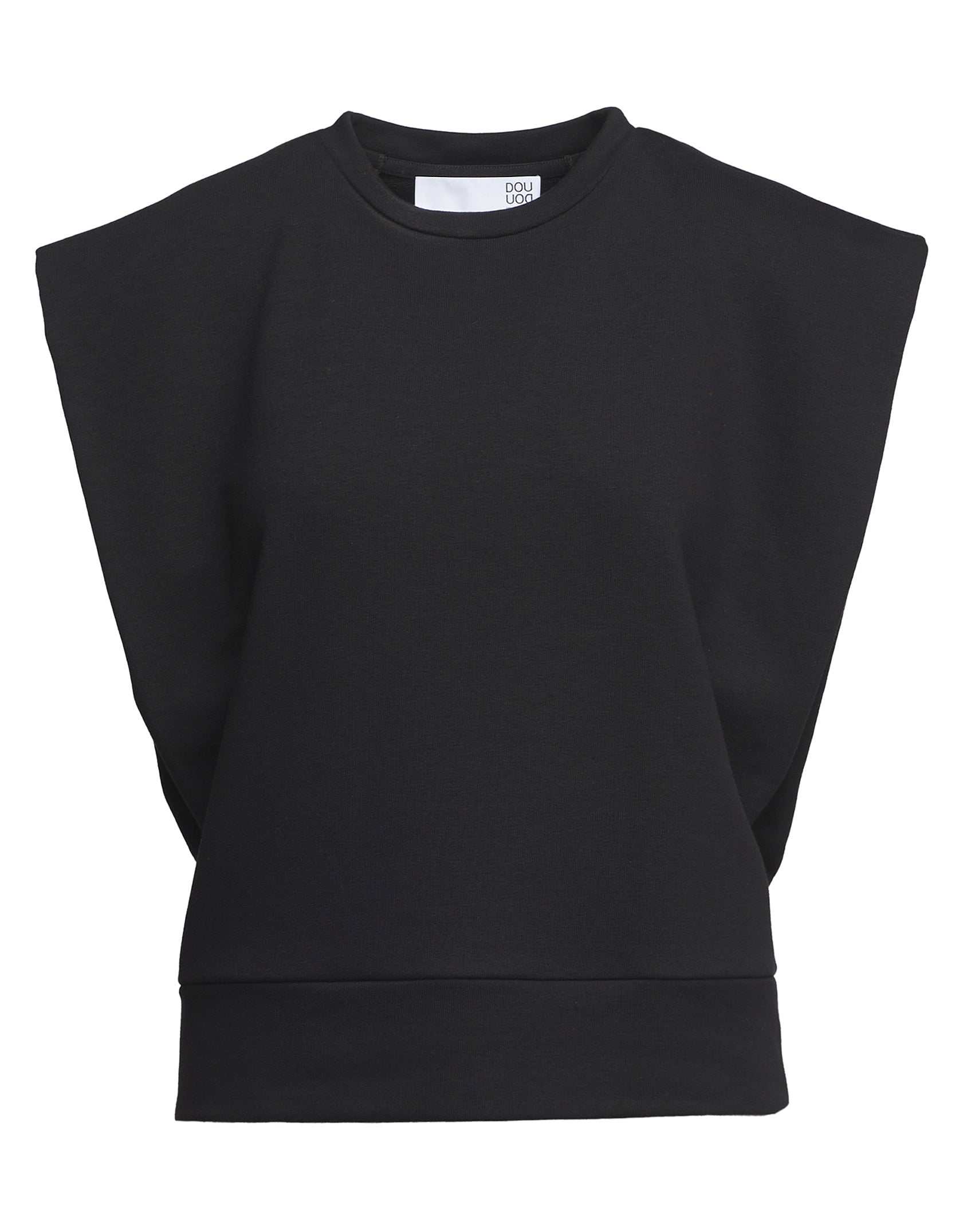 DOUUOD Top Gilet Girocollo in Felpa Light con Spalle Strutturate Nero