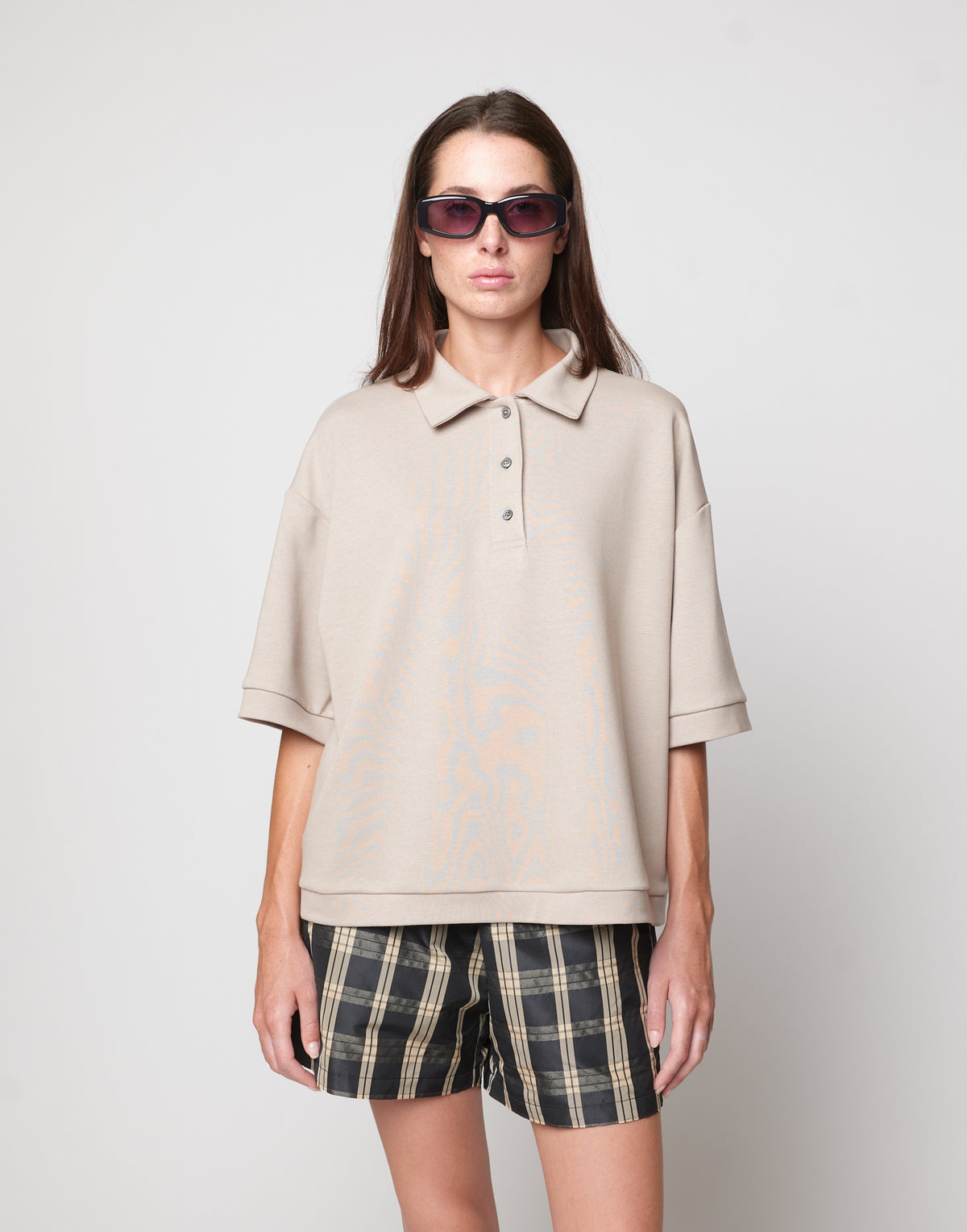 DOUUOD Polo in Felpa Light Logo DD Argilla