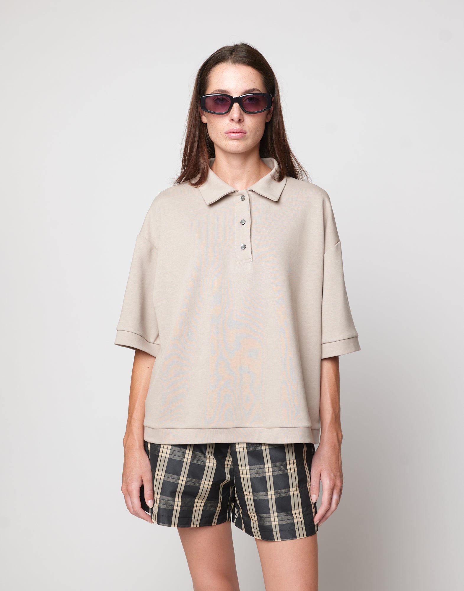 DOUUOD Polo in Felpa Light Logo DD Argilla