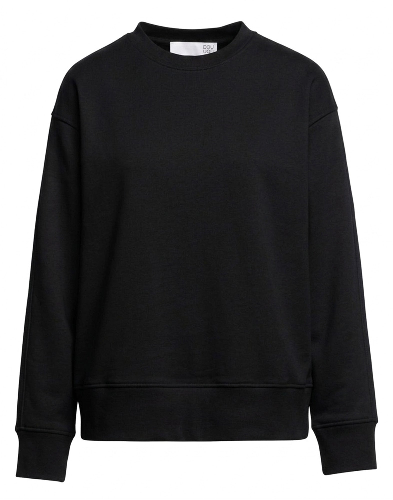 DOUUOD Felpa Girocollo Spalla Scesa Nera