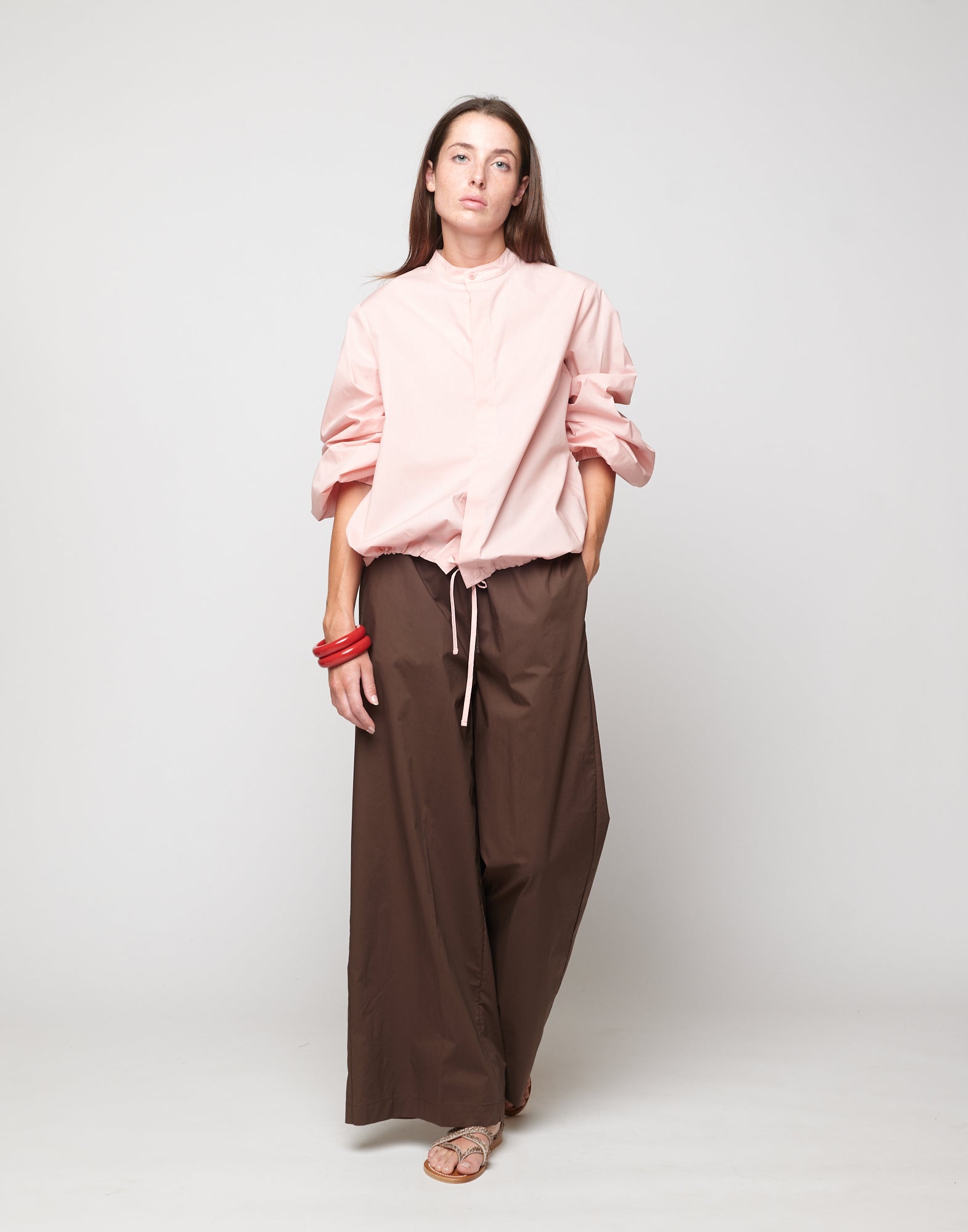 DOUUOD Pantaloni Wide Leg in Popeline di Cotone con Elastico Fondente
