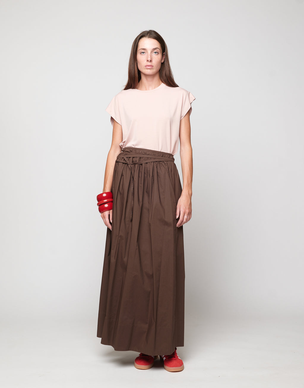 DOUUOD Gonna Portafoglio Arricciata in Popeline di Cotone Fondente