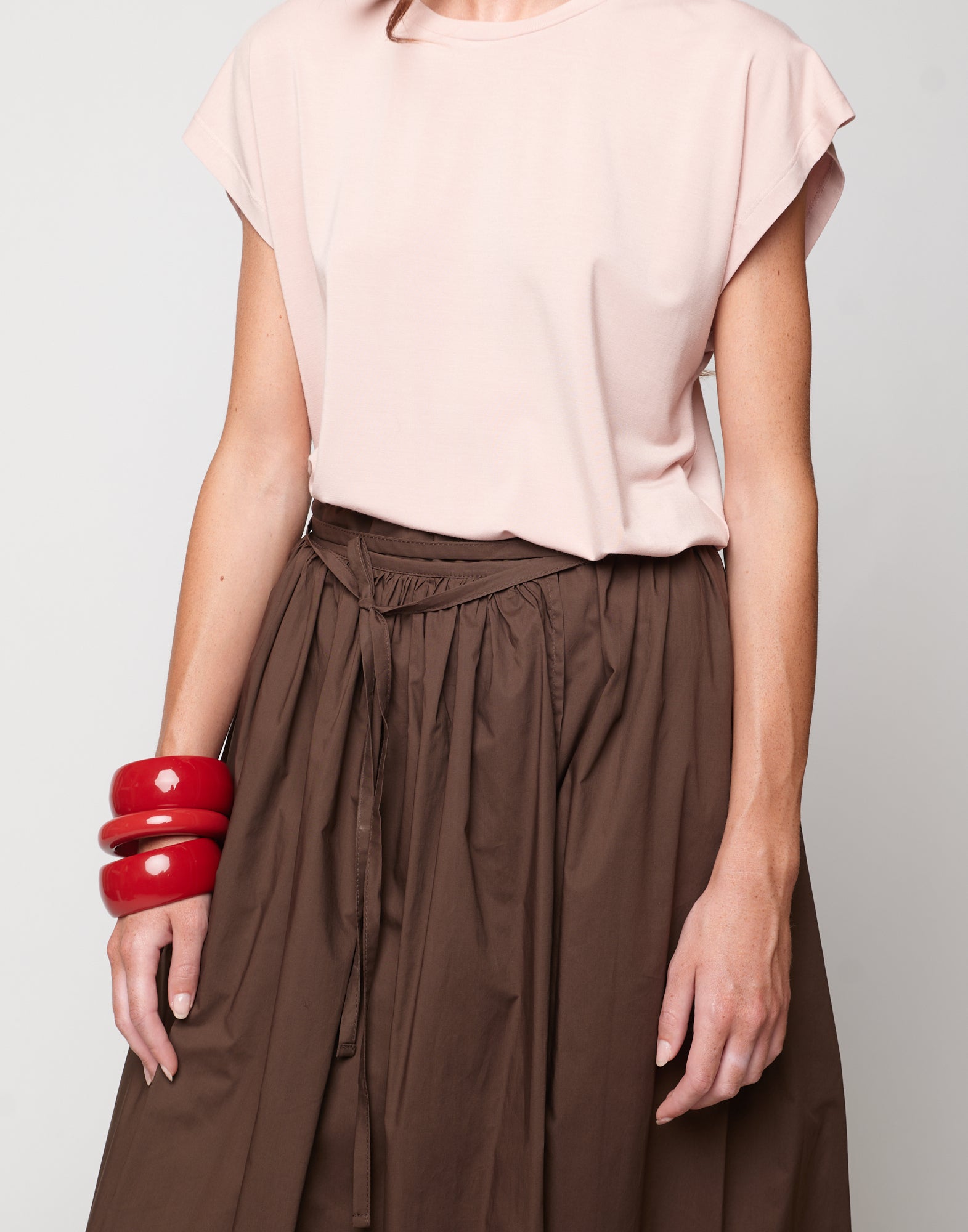 DOUUOD Gonna Portafoglio Arricciata in Popeline di Cotone Fondente