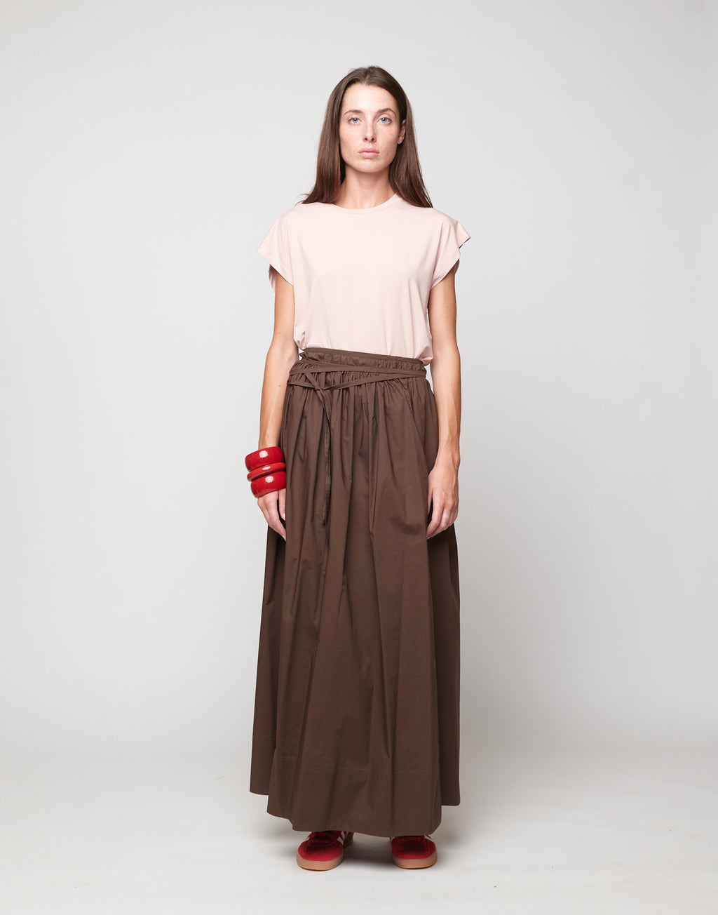 DOUUOD Gonna Portafoglio Arricciata in Popeline di Cotone Fondente