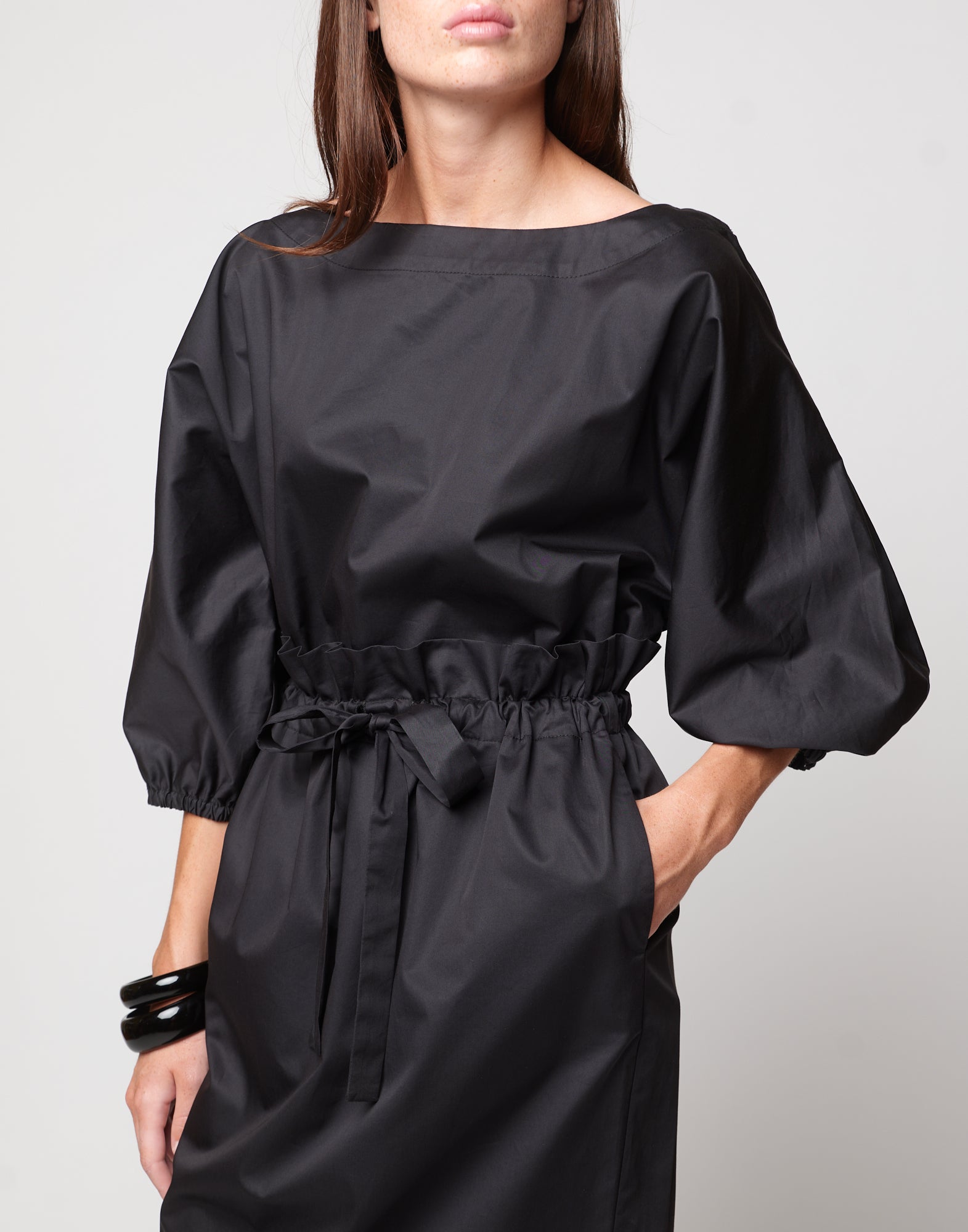 DOUUOD Gonna a Tulipano con Coulisse in Popeline di Cotone Nera