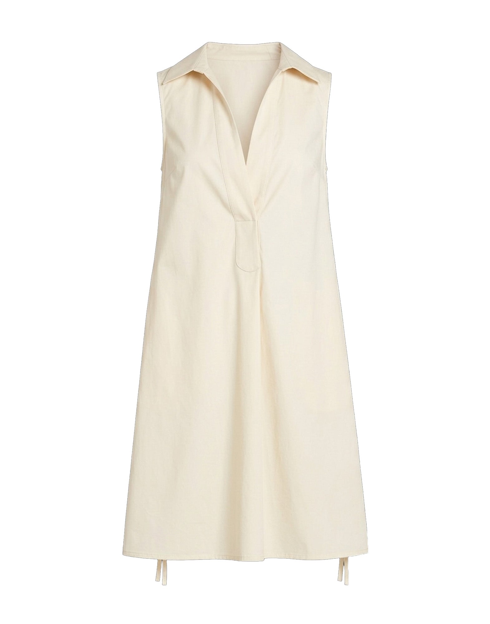 DOUUOD Abito Polo A-Line in Popeline di Cotone Talco