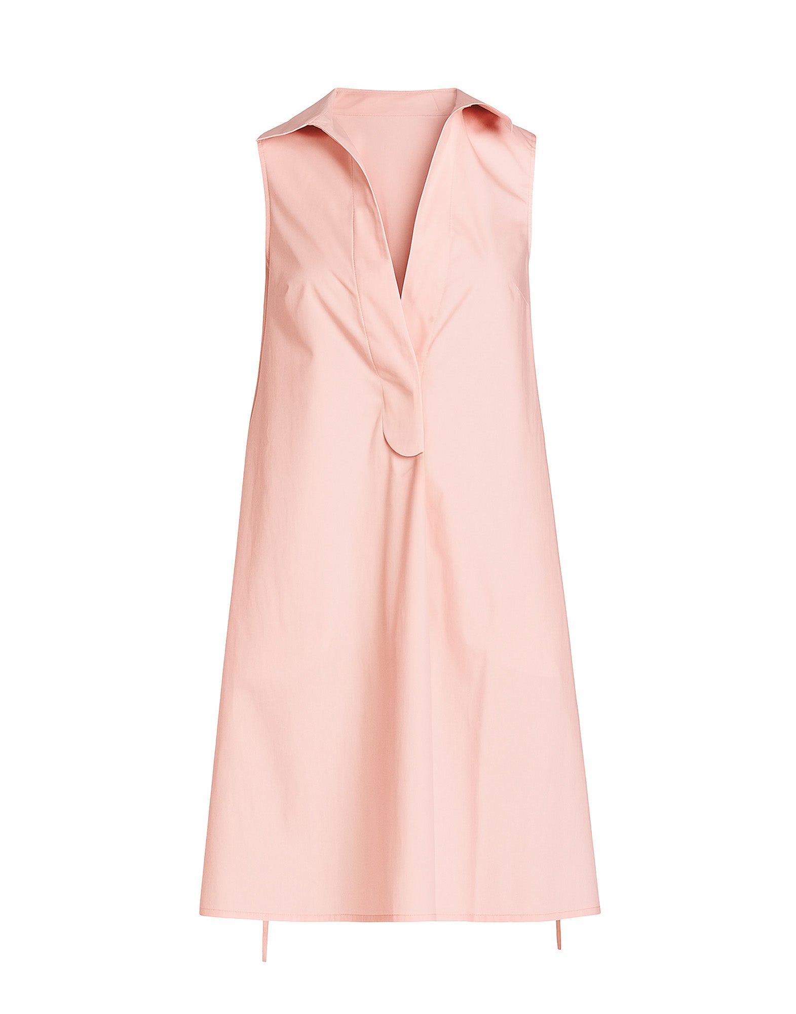 DOUUOD Abito Polo A-Line in Popeline di Cotone Fard