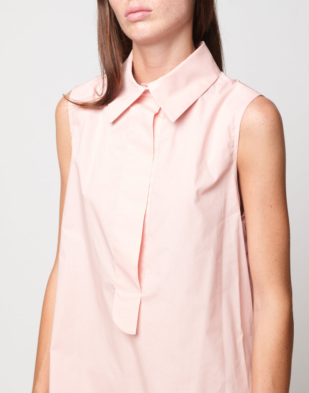 DOUUOD Abito Polo A-Line in Popeline di Cotone Fard