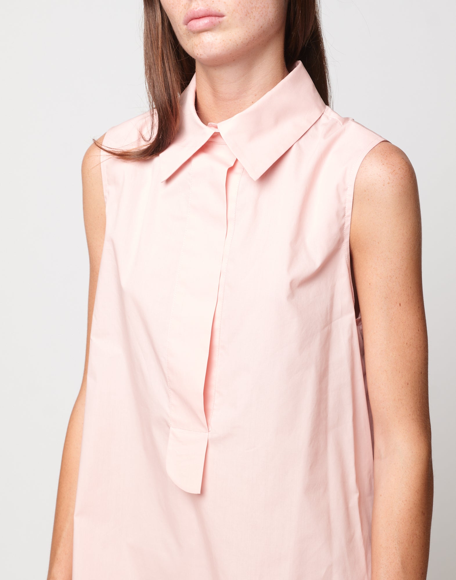 DOUUOD Abito Polo A-Line in Popeline di Cotone Fard