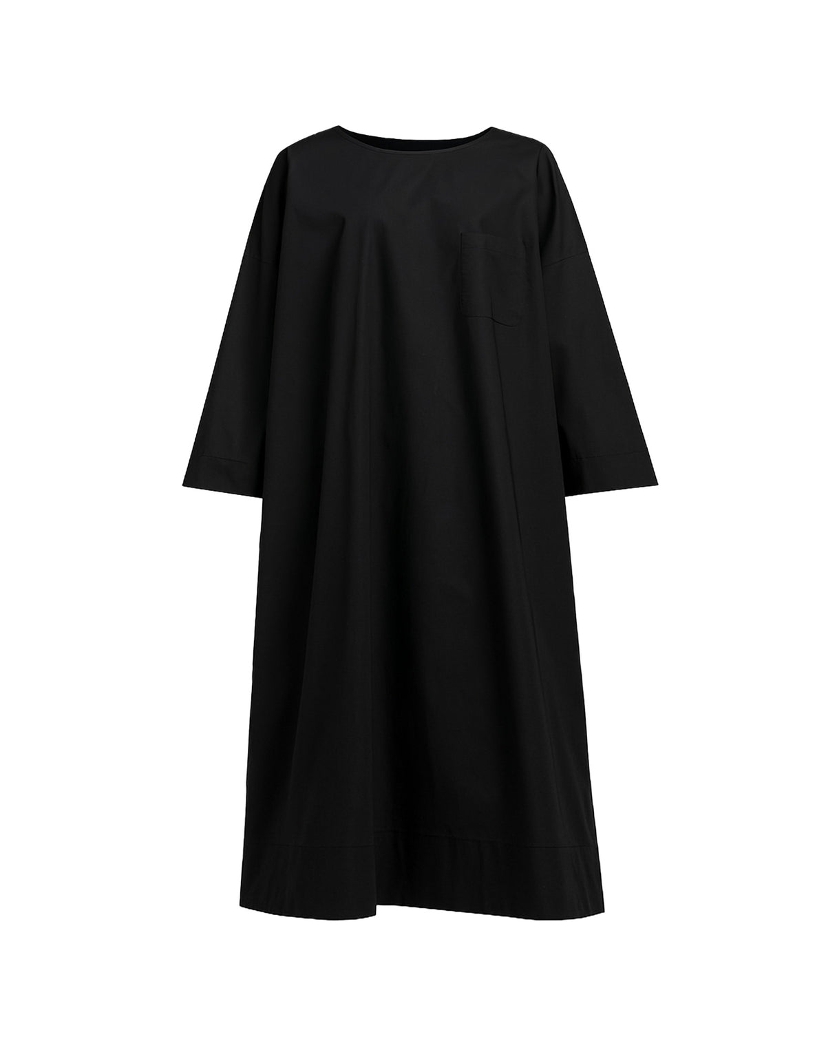 DOUUOD Abito Sack Loose Popeline di Cotone Nero