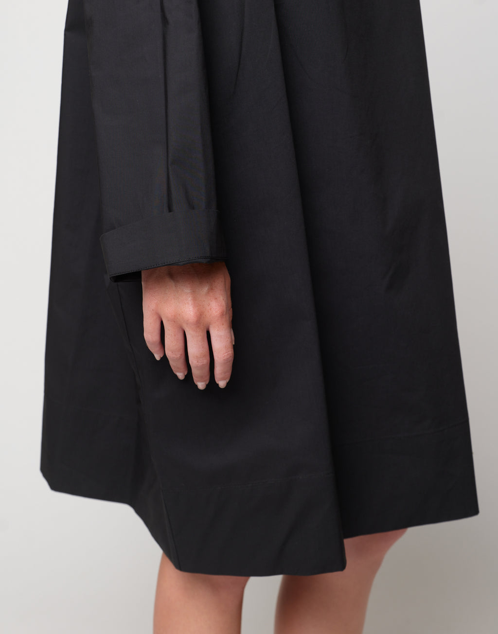 DOUUOD Abito Sack Loose Popeline di Cotone Nero