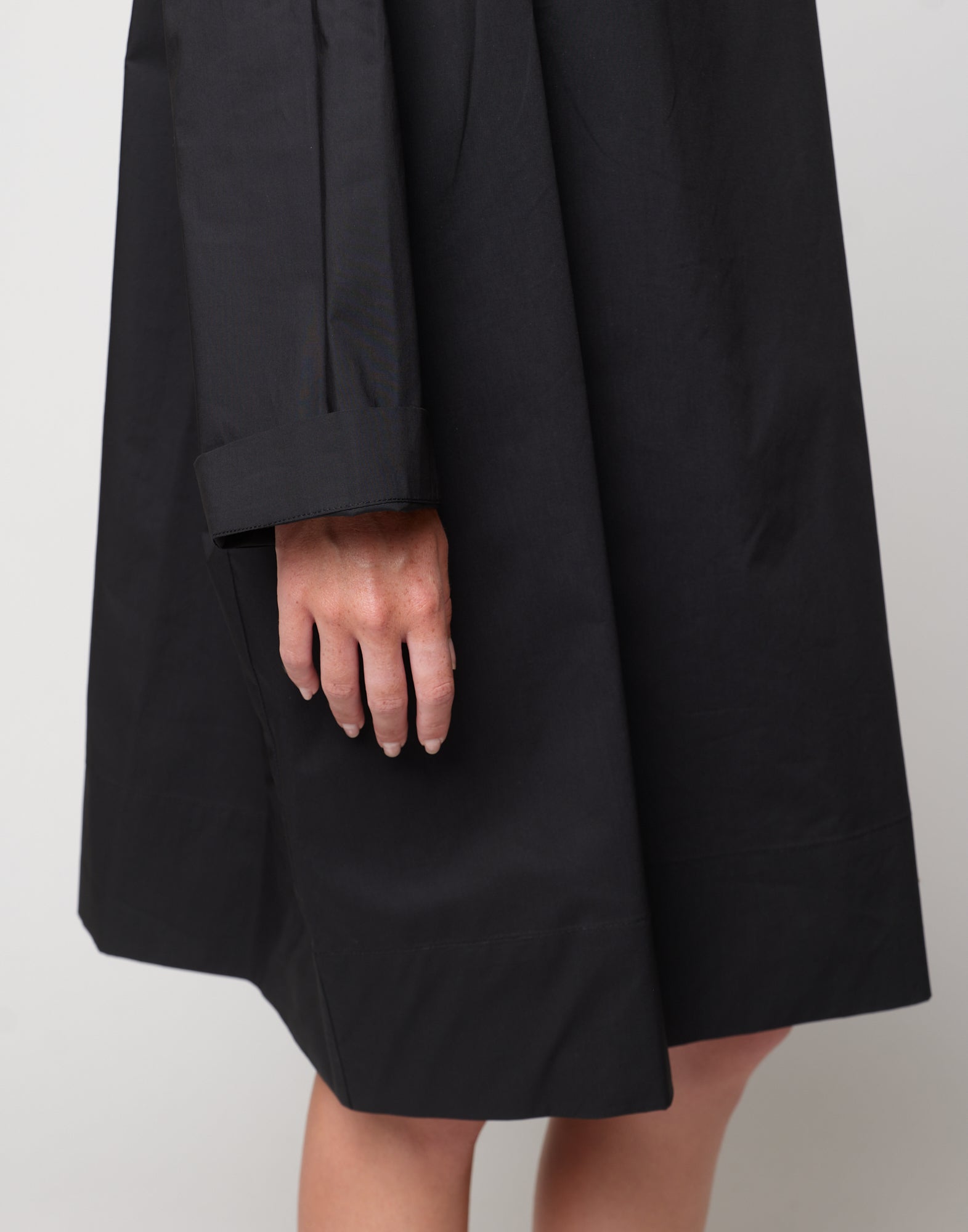 DOUUOD Abito Sack Loose Popeline di Cotone Nero