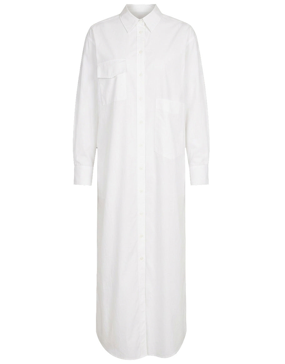 DOUUOD Abito Chemisier in Popeline di Cotone Off White