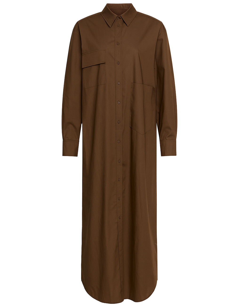 DOUUOD Abito Chemisier in Popeline di Cotone Fondente