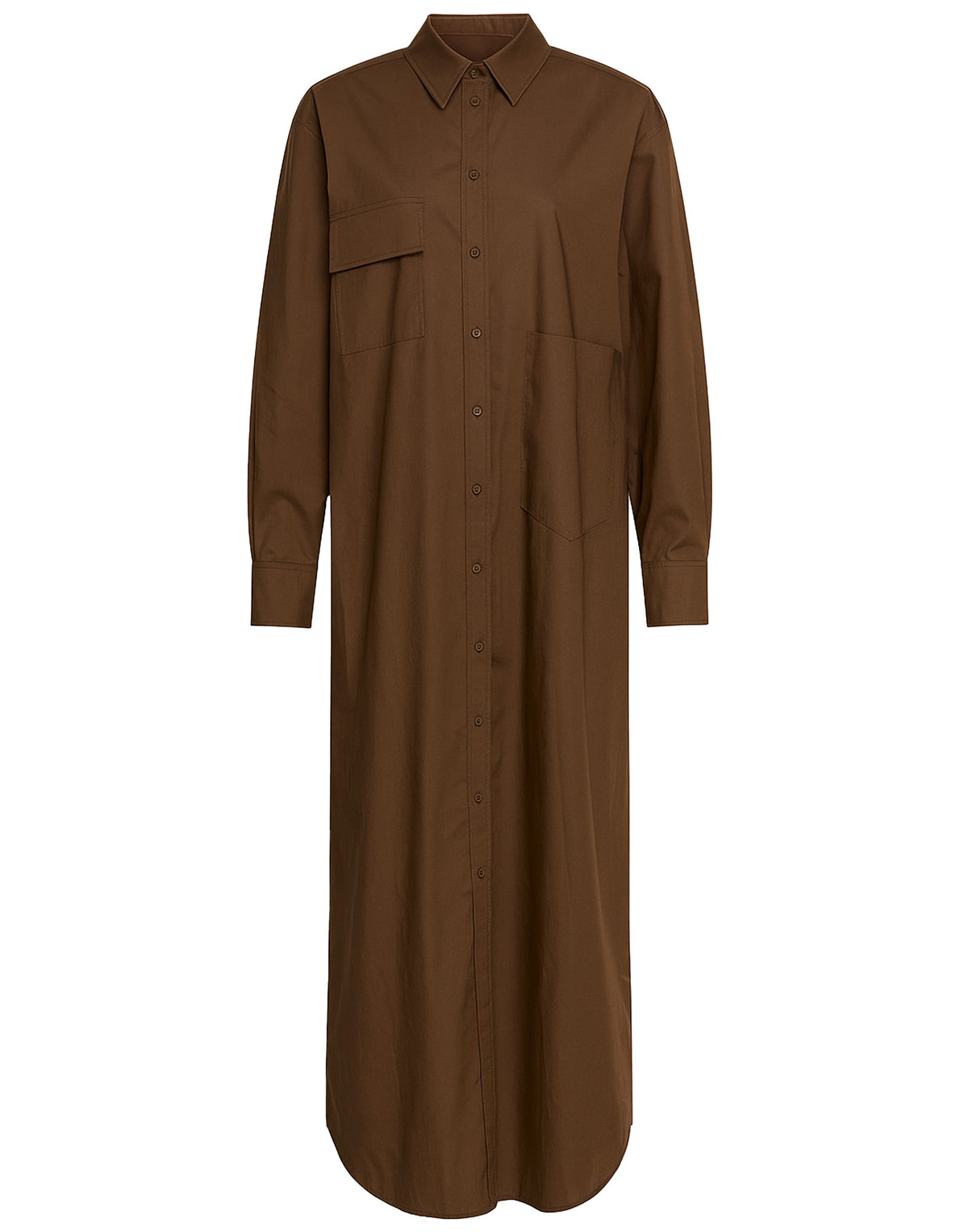 DOUUOD Abito Chemisier in Popeline di Cotone Fondente