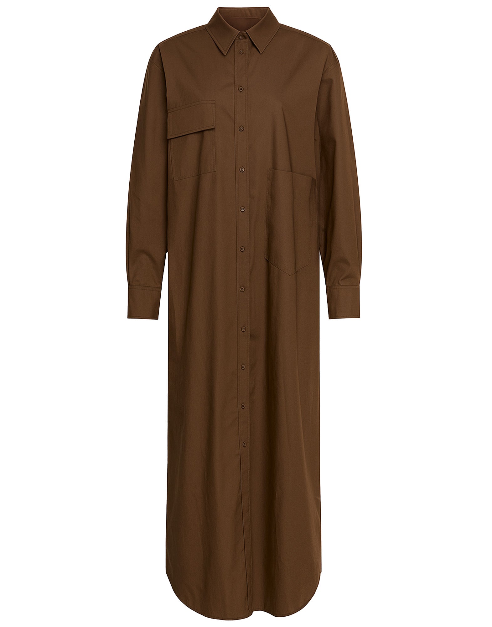 DOUUOD Abito Chemisier in Popeline di Cotone Fondente