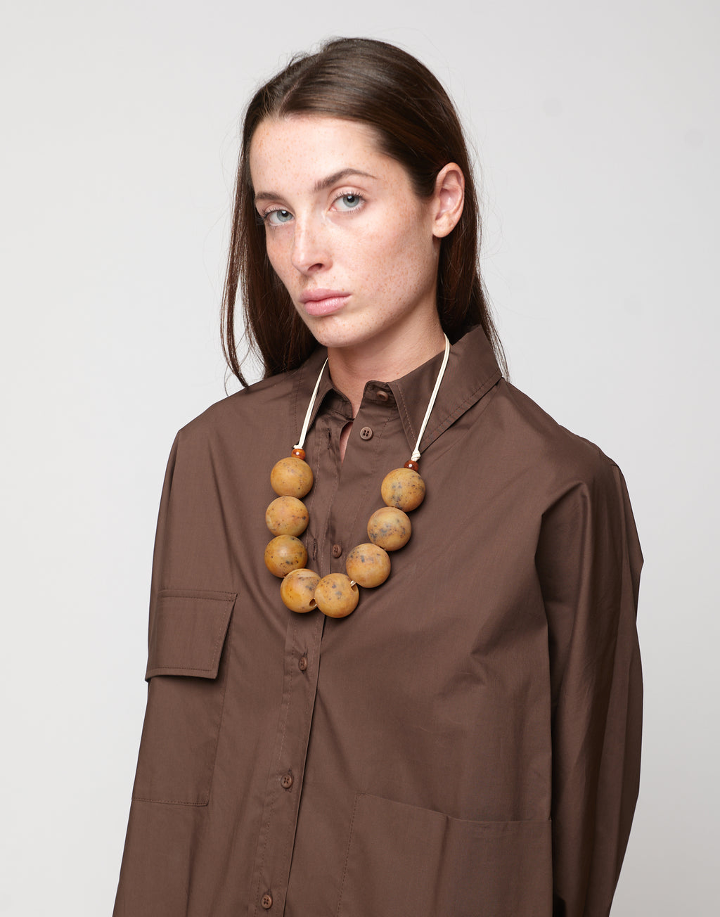 DOUUOD Abito Chemisier in Popeline di Cotone Fondente