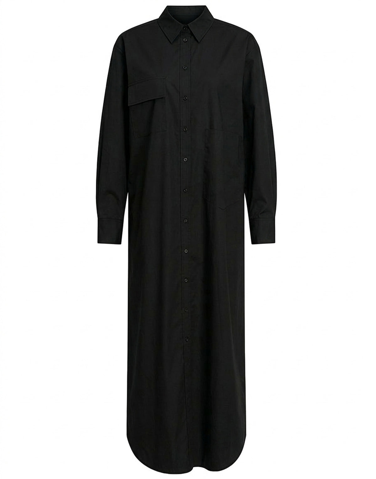 DOUUOD Abito Chemisier in Popeline di Cotone Nero