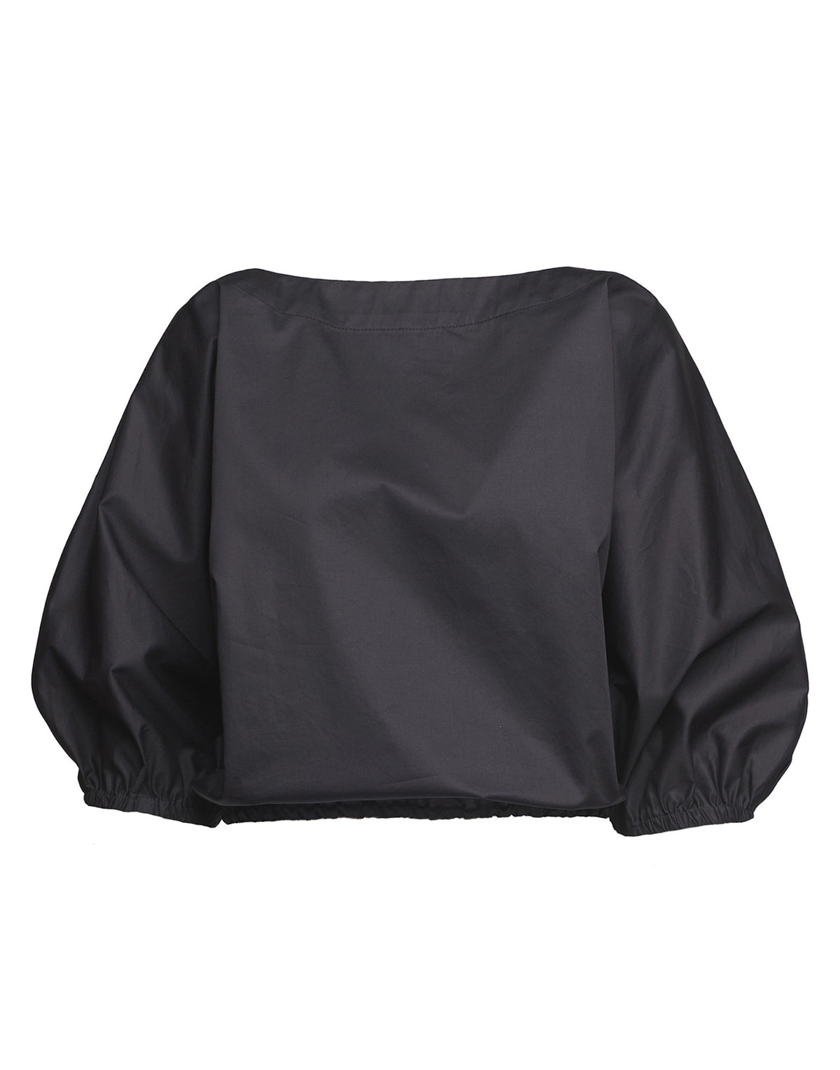 DOUUOD Blusa Kimono con Coulisse in Popeline di Cotone Nera
