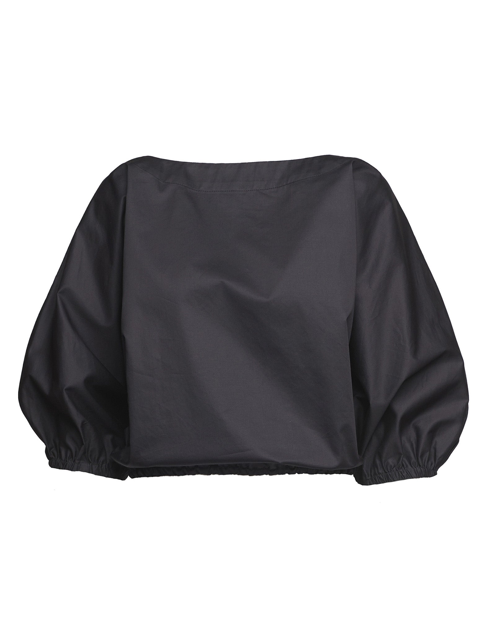 DOUUOD Blusa Kimono con Coulisse in Popeline di Cotone Nera