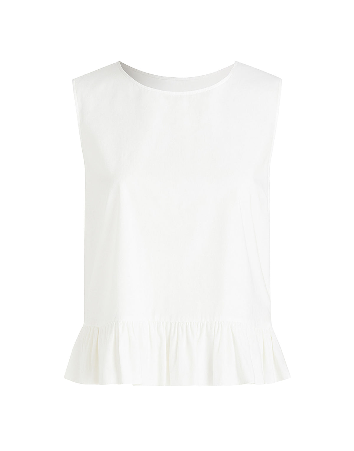 DOUUOD Top Peplo in Popeline di Cotone Off White