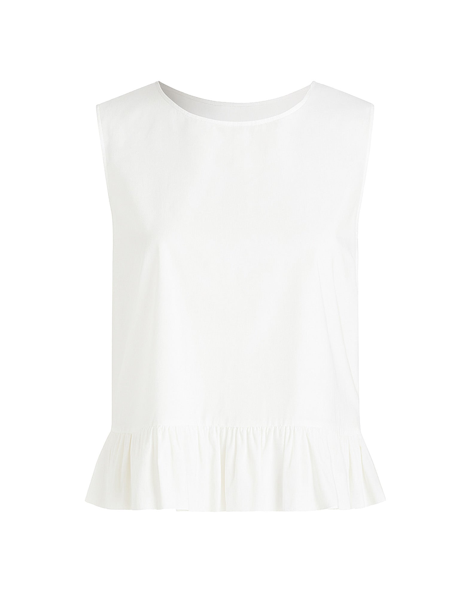 DOUUOD Top Peplo in Popeline di Cotone Off White