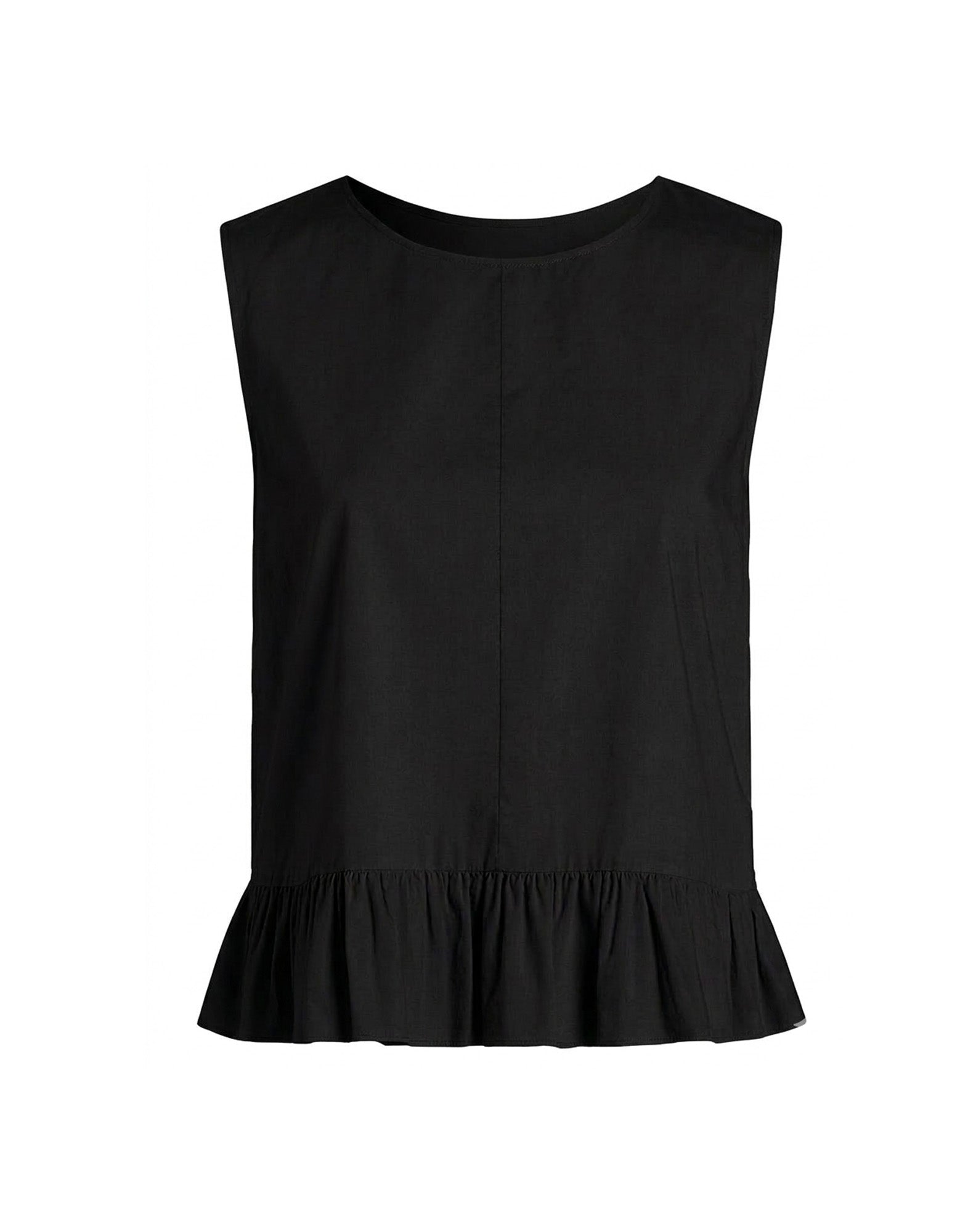 DOUUOD Top Peplo in Popeline di Cotone Nero