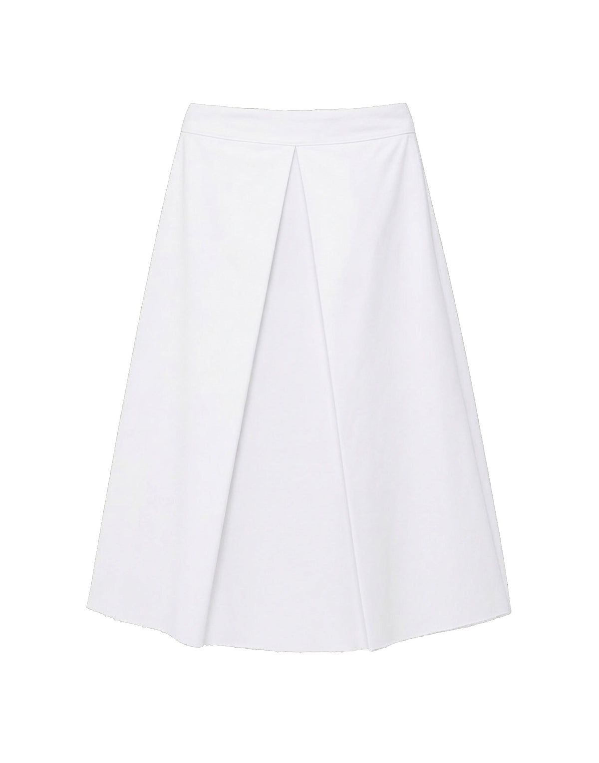 DOUUOD Gonna Midi a Pieghe in Popeline di Cotone Off White