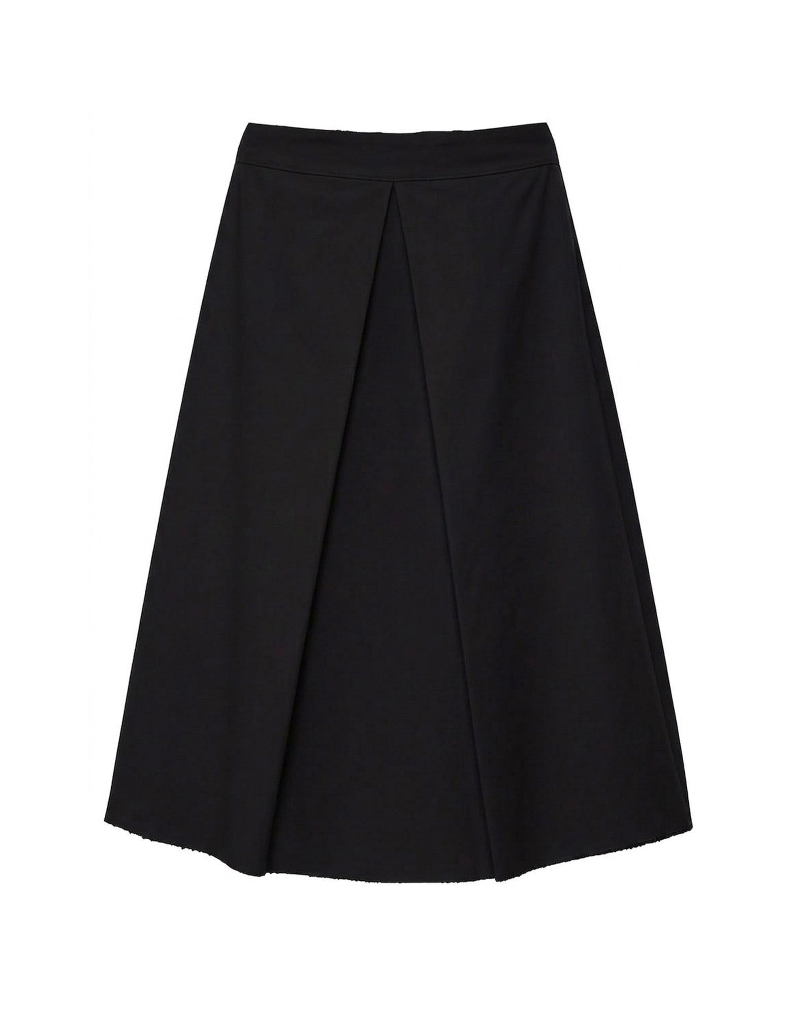 DOUUOD Gonna Midi a Pieghe in Popeline di Cotone Nera