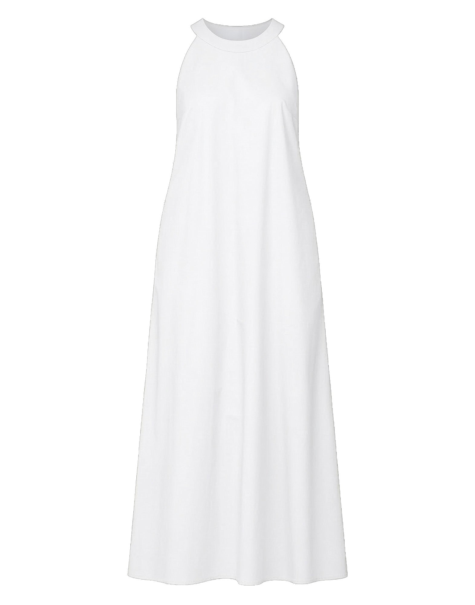 DOUUOD Abito Halter Long in Popeline di Cotone Off White