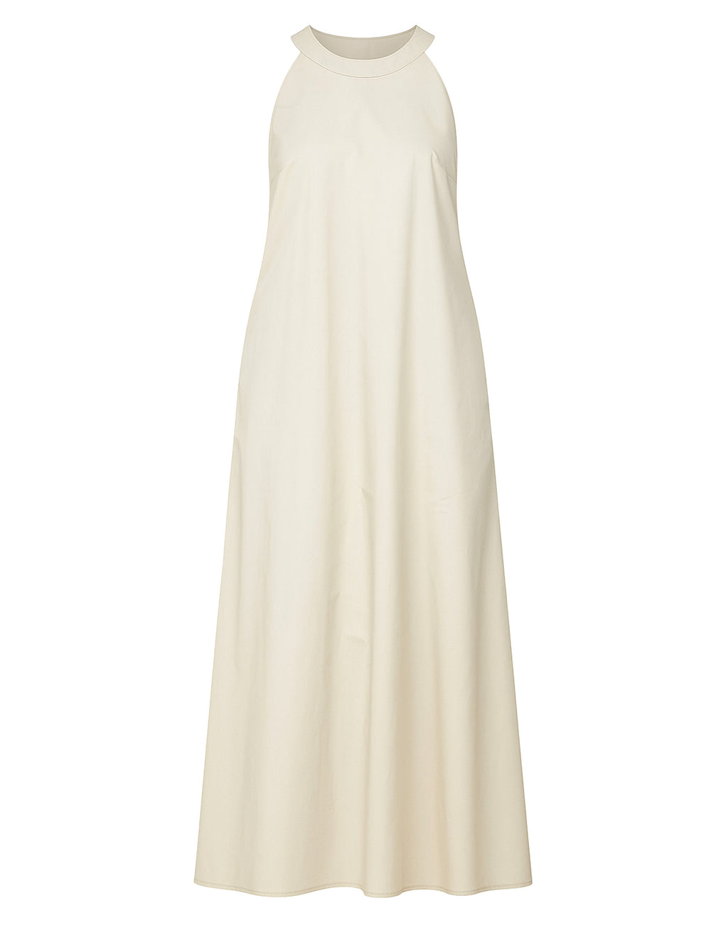 DOUUOD Abito Halter Long in Popeline di Cotone Talco