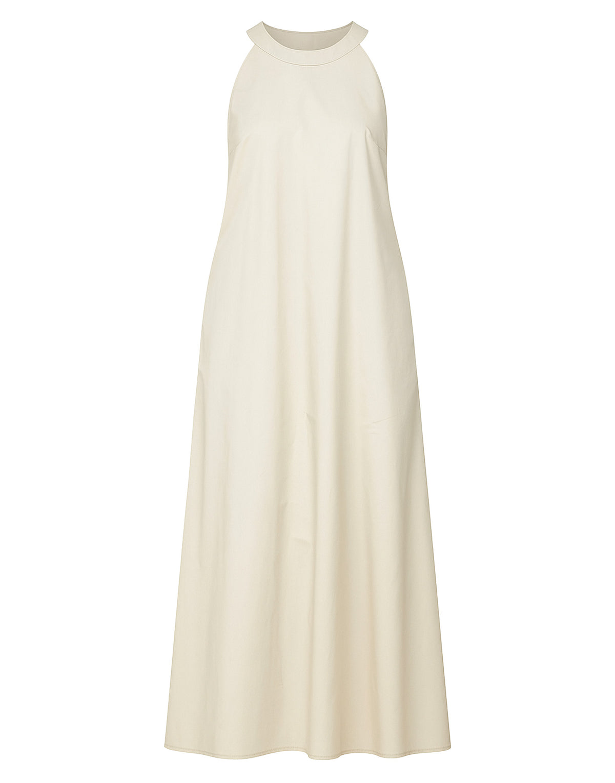 DOUUOD Abito Halter Long in Popeline di Cotone Talco